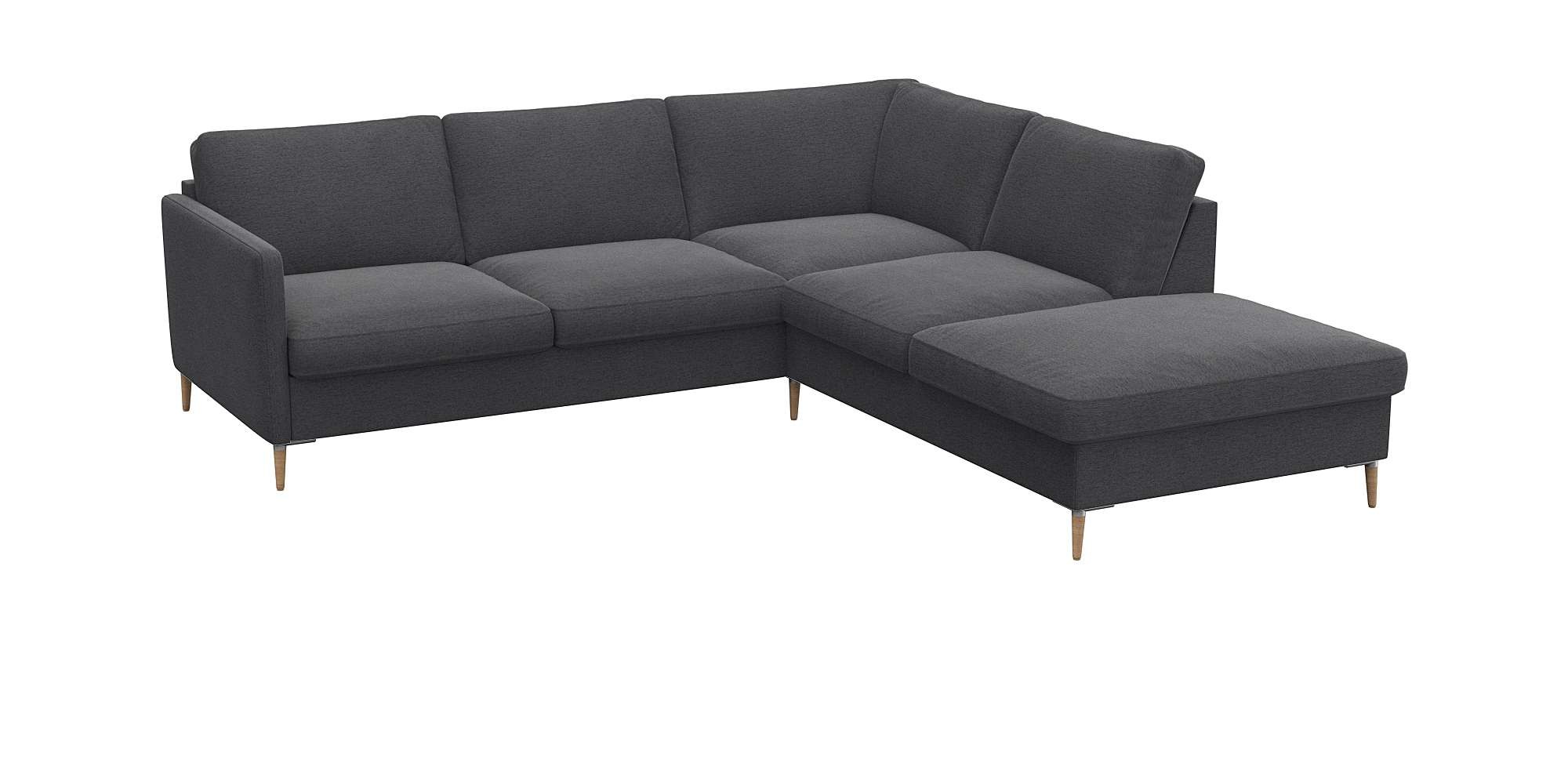 FLEXLUX Ecksofa »Fiore, L-Form, super bequem durch Kaltschaum im Sitz«, schmale Armlehnen, Füße Alu/Eiche, B/T 234/225 cm