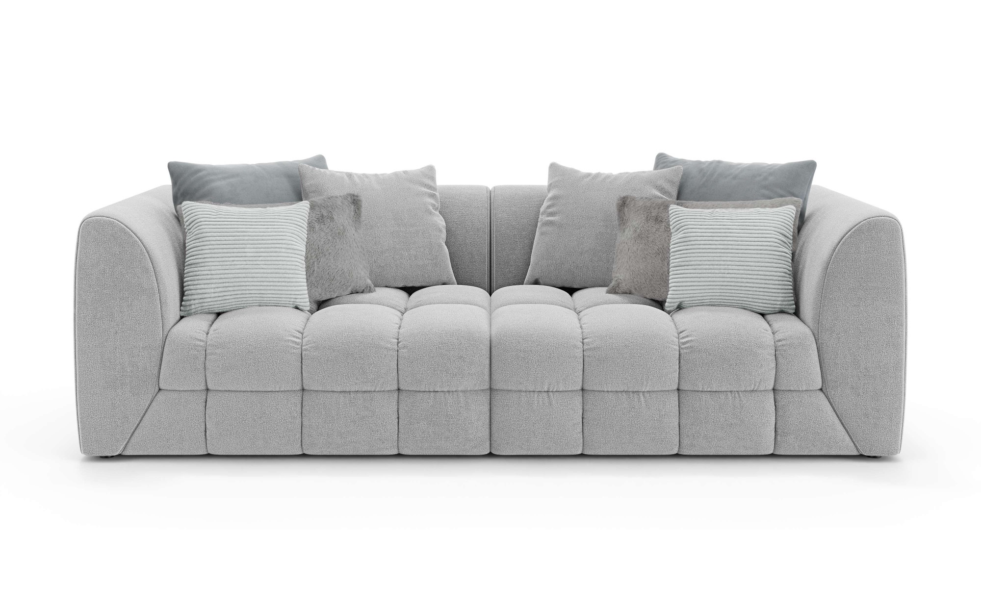 s.Oliver Big-Sofa »COBBO 3-Sitzer Design-Sofa Bubble-Optik, Maße B/T/H: 259/126/104 cm«, mit vielen Kissen, moderne Steppung und hoher Sitzkomfort