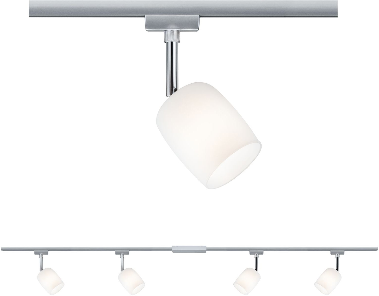 PAULMANN Schienensystem-Leuchten "URail Set G9 Blossom Satin Chrom matt max. 4x10W Schienensystem", H:21cm L:220cm Ø:7,7cm, silber,