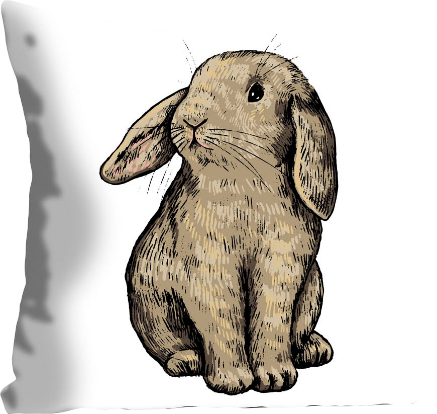queence Dekokissen "Eilert" mit einem sitzenden Hasen günstig online kaufen