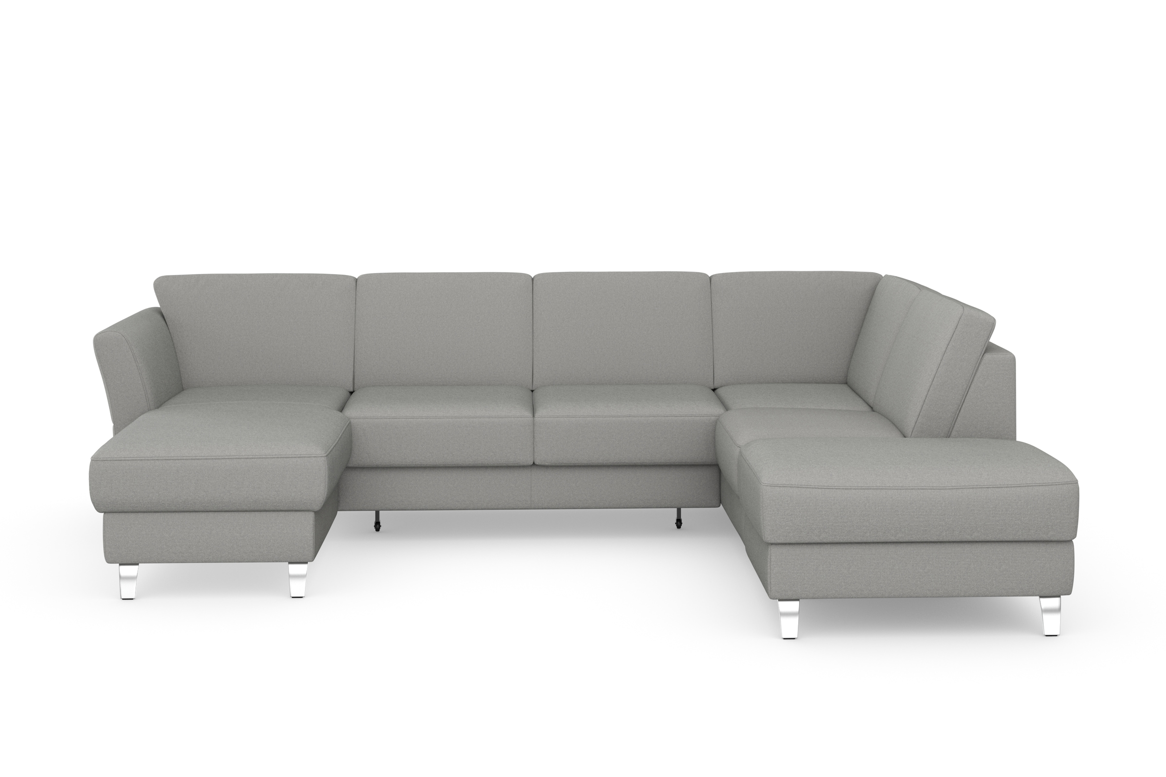 Wohnlandschaft SIT & MORE, B:303cm H:87cm T:213cm, silber, Sofas, "Visby U-Form", Wahlweise mit Bettfunktion und Stauraum, frei im Raum stellbar