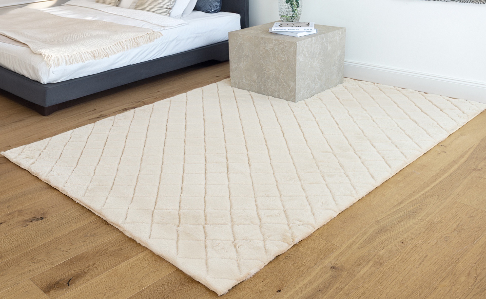 Teppich PADIRO, B:160cm H:30mm L:230cm, beige, Polyester, Wohnzimmer, Teppiche, "Imala 125", Besonders weiche Haptik, flauschig, geprägtes Muster