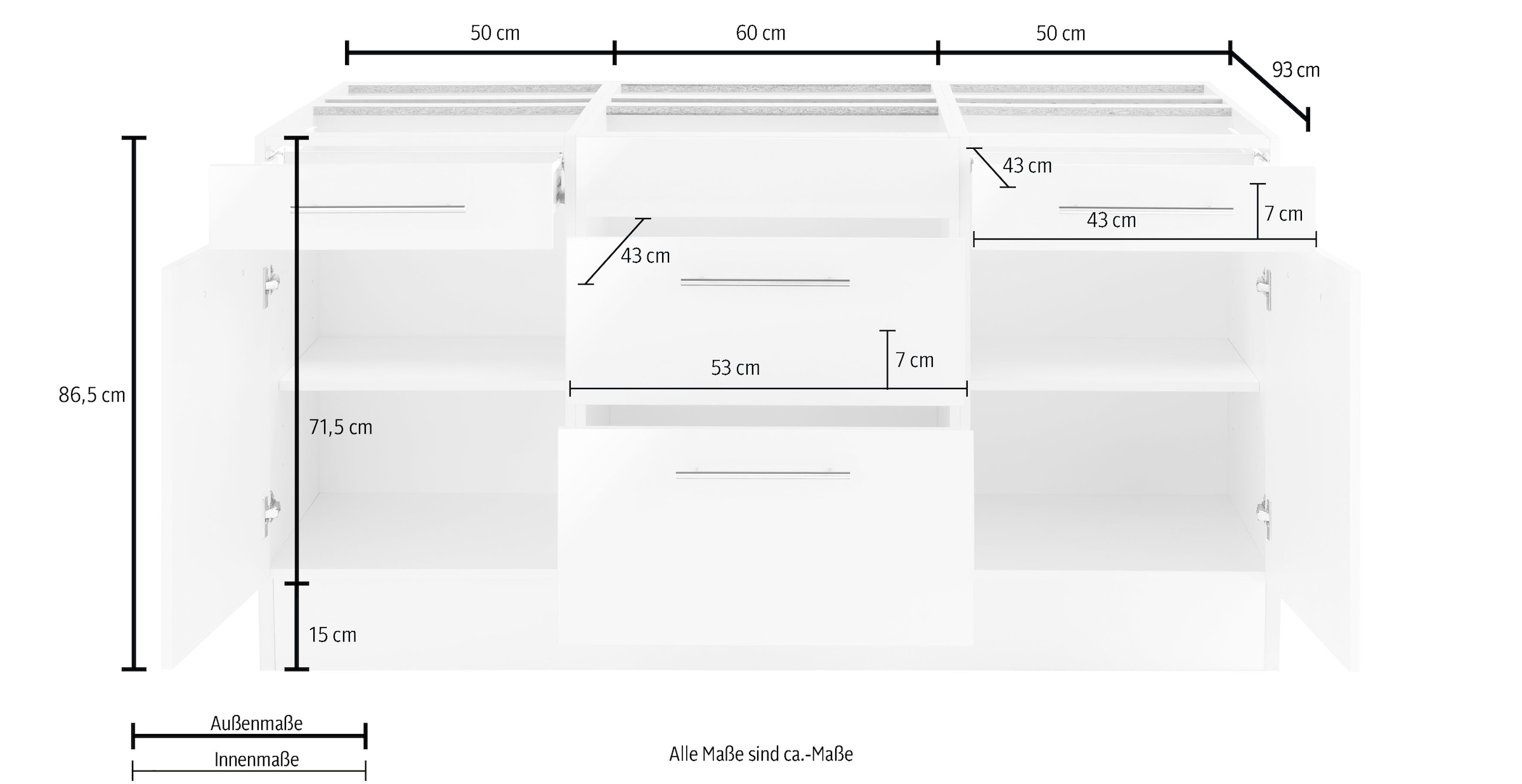 wiho Küchen Kücheninsel »Ela«, ohne E-Geräte, Breite 160 cm, Schubkästen mit Soft-Close-Funktion