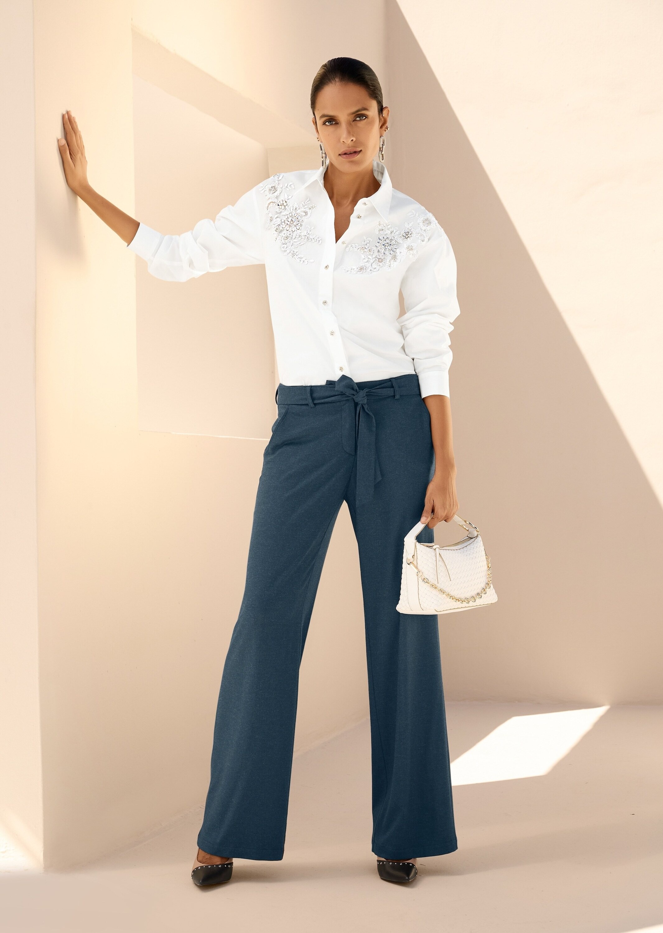 MADELEINE Stoffhose »Hose Weite Palazzohose mit Bindeband«  Hose mit Bindeband