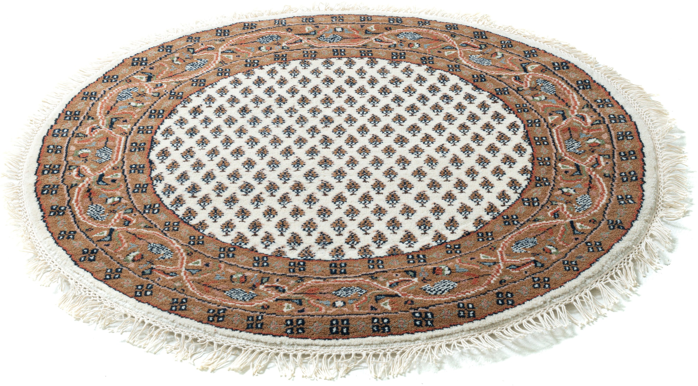 Orientteppich OTTO HOME, H:12mm Ø:150cm, beige, Wolle, Teppiche, "Levin, handgeknüpft", reine Wolle, mit Fransen, ideal im Wohnzimmer & Schlafzimmer