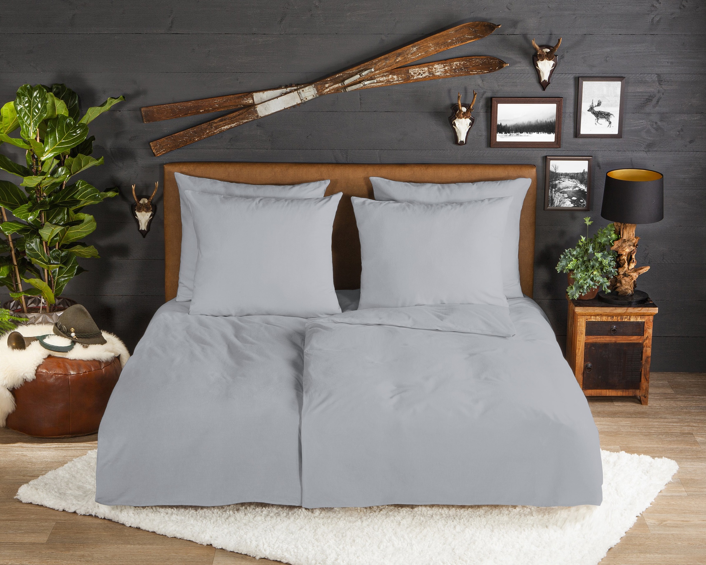 good morning Bettwäsche "Flanel Uni" 3 Stk. Flanell, Biber, Baumwolle, Wint günstig online kaufen