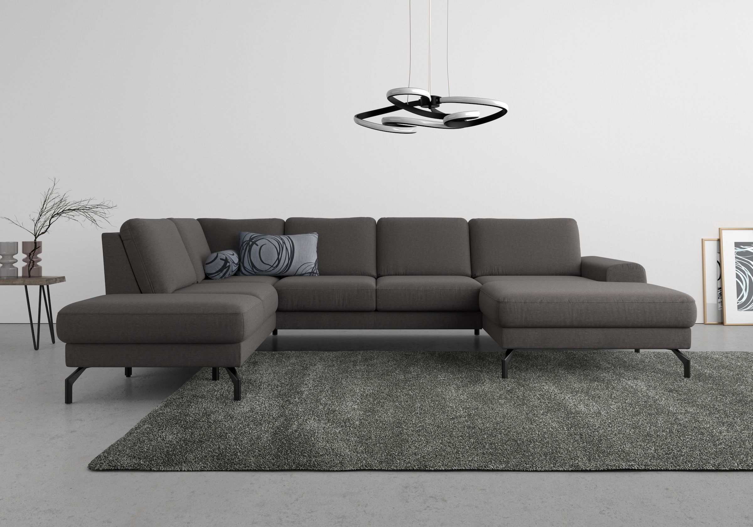 sit&more Wohnlandschaft »Cinturo U-Form«, inklusive Sitztiefenverstellung und Federkern, Sitzhöhe 48 cm
