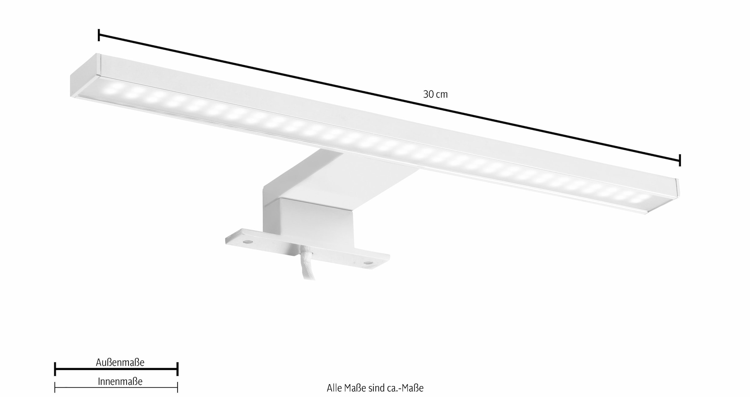 trendteam LED Spiegelleuchte, 18 flammig, Leuchtmittel LED-Board | LED fest integriert, Länge 30 cm - LED Badaufbauleuchte mit kaltem Licht - Mit Multibox