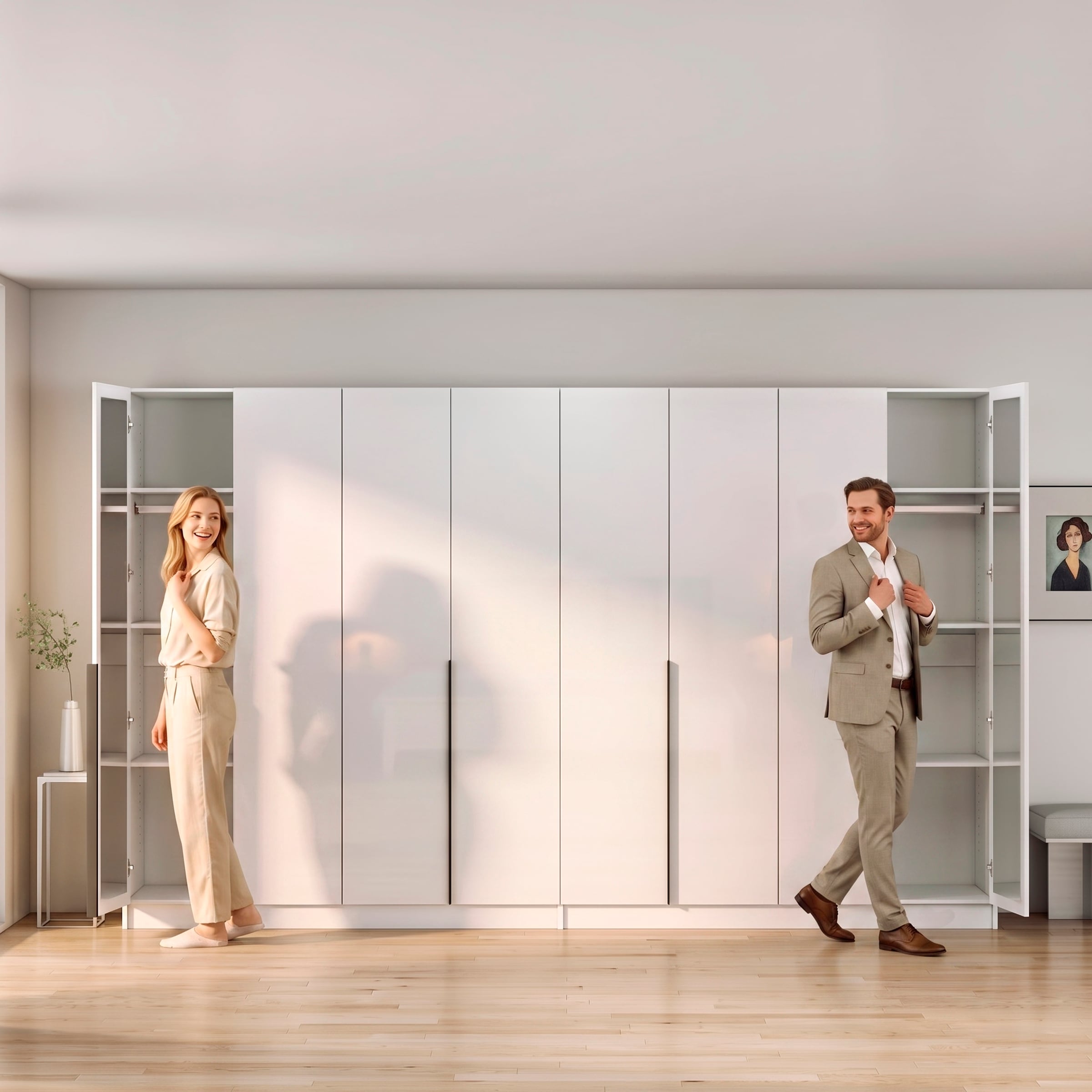 OTTO home Kleiderschrank »Annor Schlafzimmerschrank Breite 323 cm hochglanz Schrank Garderobe« Drehtürenschrank mit perfekter Innenausstattung - elegante Türgriffe