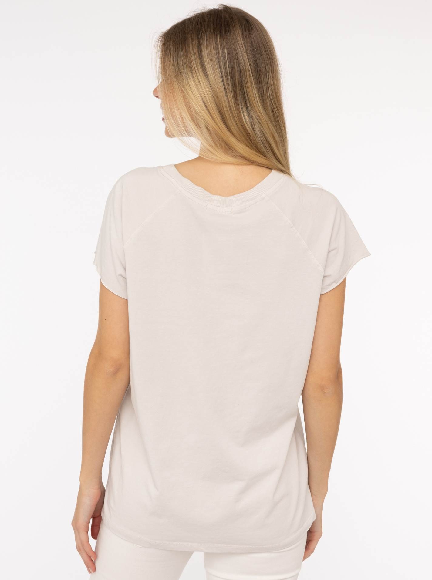 Thumbnail - Zwillingsherz Kurzarmshirt ""Positive Mind"" V-Ausschnitt, Kurzarm, hinten etwas länger, Baumwollmischung