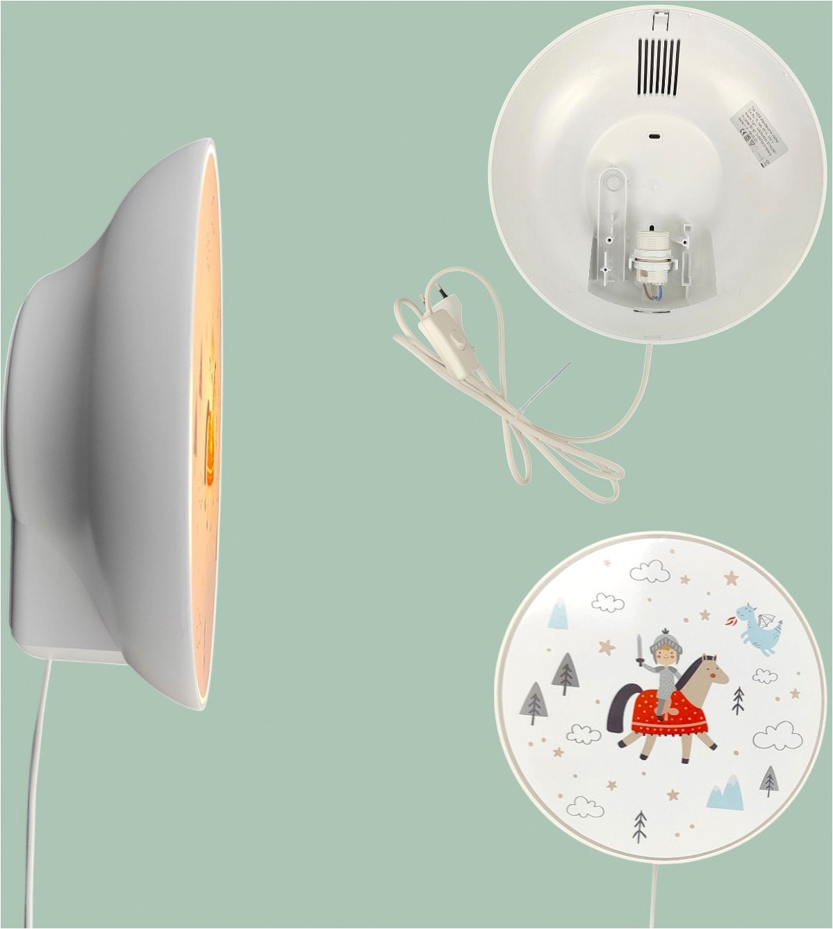 niermann Wandleuchte »Kinderlampe mit Motiv "Ritter Theo", Kinderzimmer« E14 1 Stk. bruchsicheres Gehäuse, Schalter im Anschlusskabel, Made in Germany