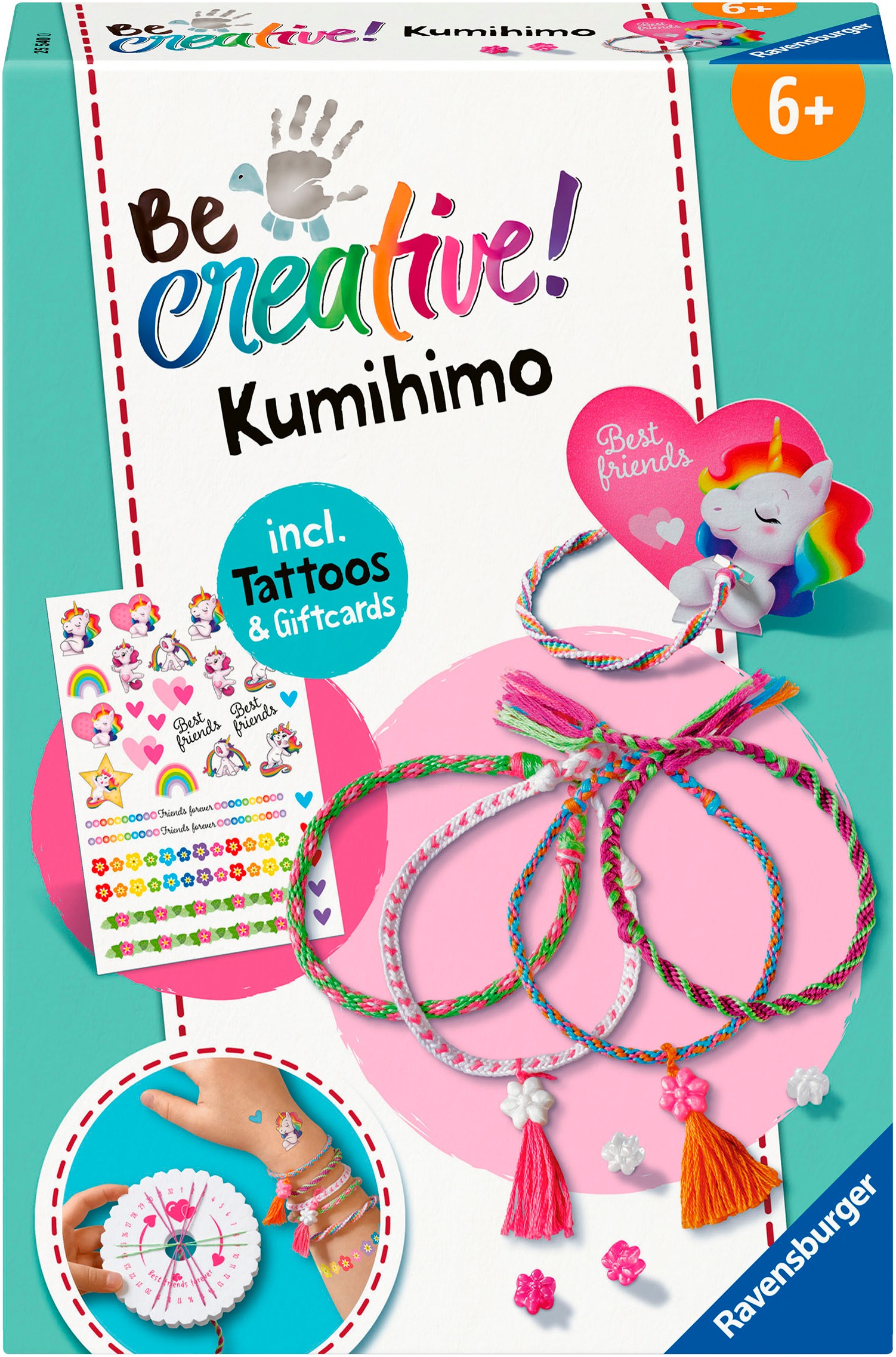 Ravensburger Kreativset »BeCreative Midi, Freundschaftsbändchen Kumihimo & Tattoos«, Made in Europe