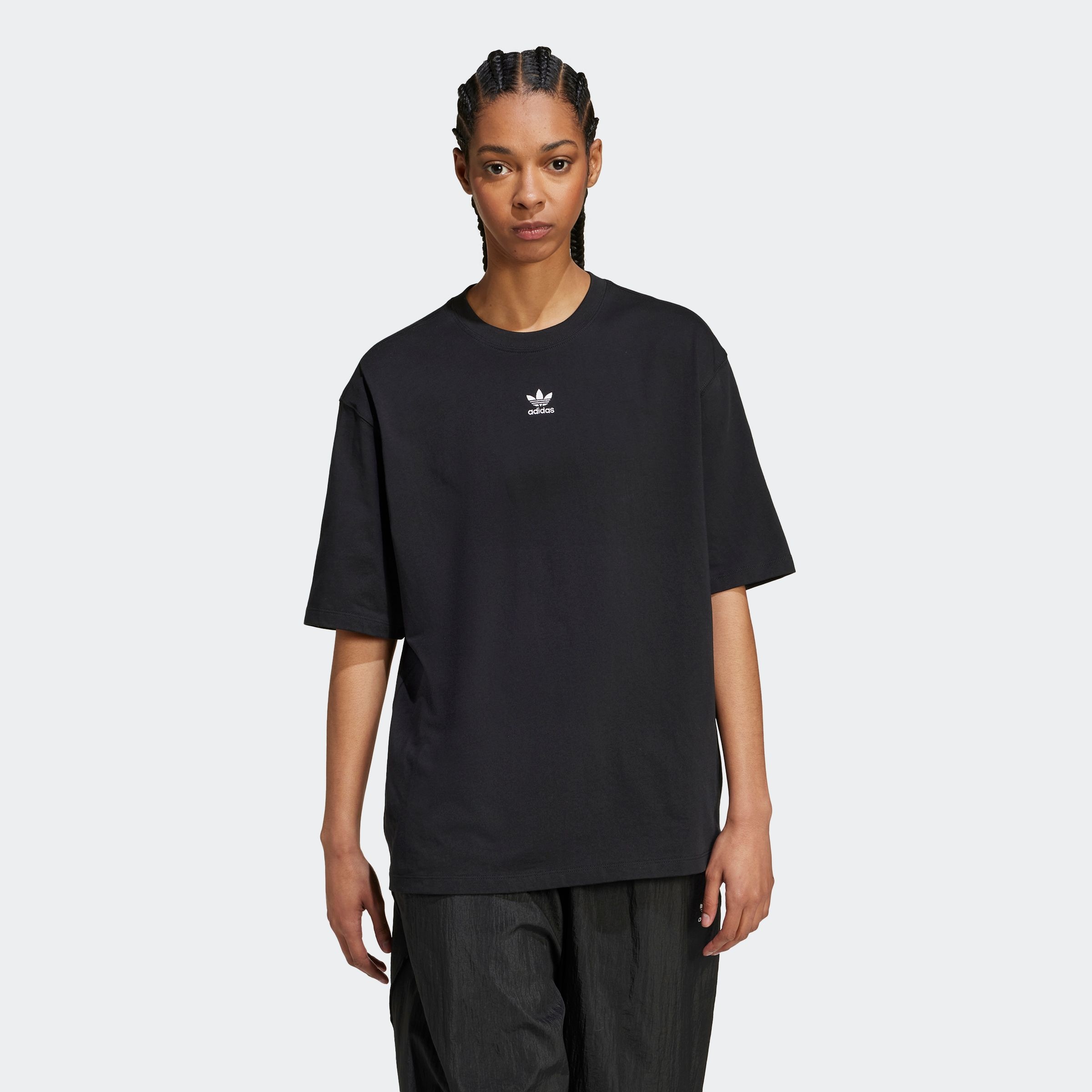 Damen T-Shirt "ESSENTIALS BOYFRIEND", schwarz, Gr. XS, ADIDAS ORIGINALS, Obermaterial: 100% Baumwolle, Shirts, sportlicher Stil, Kurzarm, aus