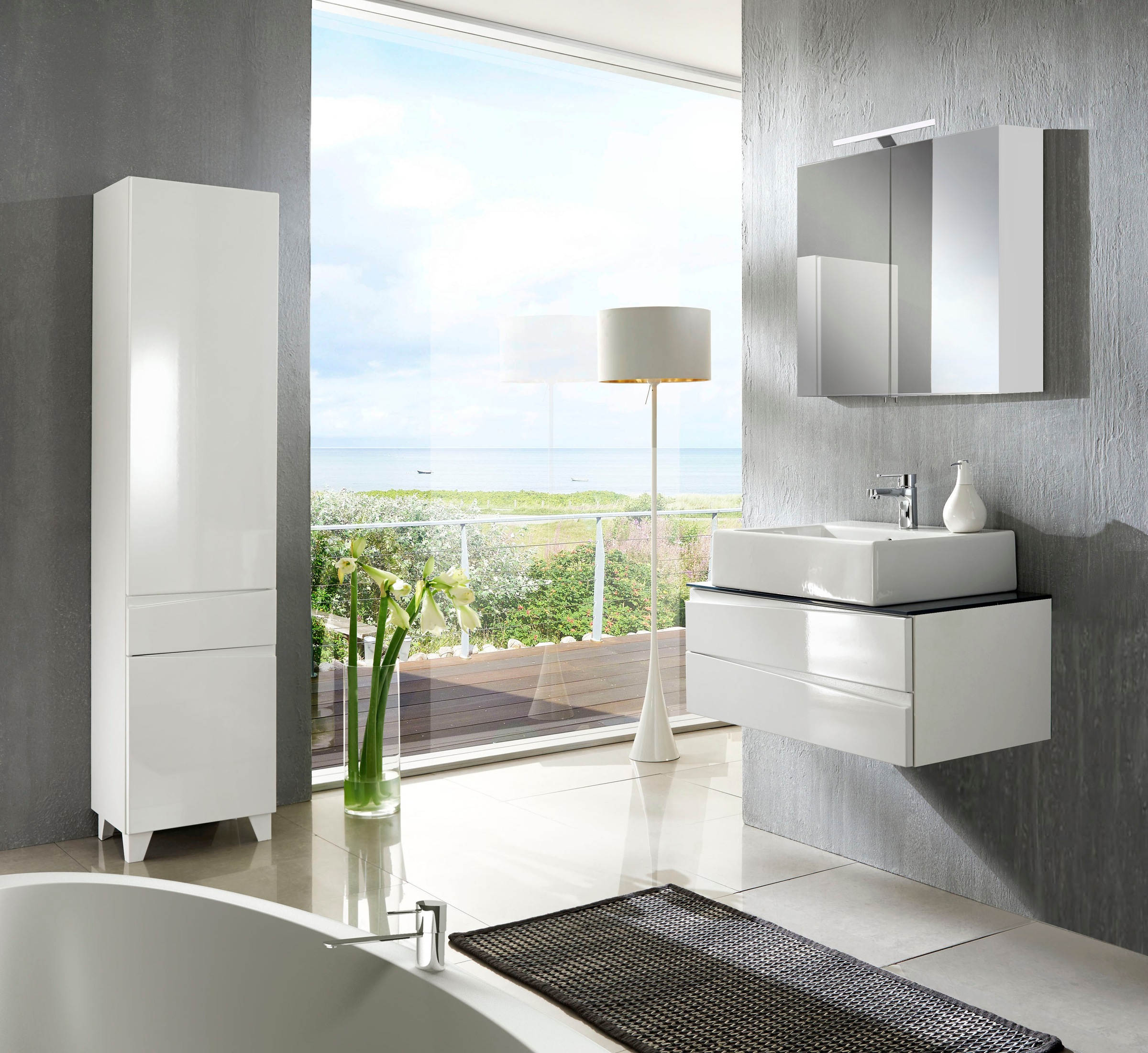 byLIVING Waschbeckenschrank "Shape" 1 Stk. tlg. für Aufsatzbecken mit asyme günstig online kaufen