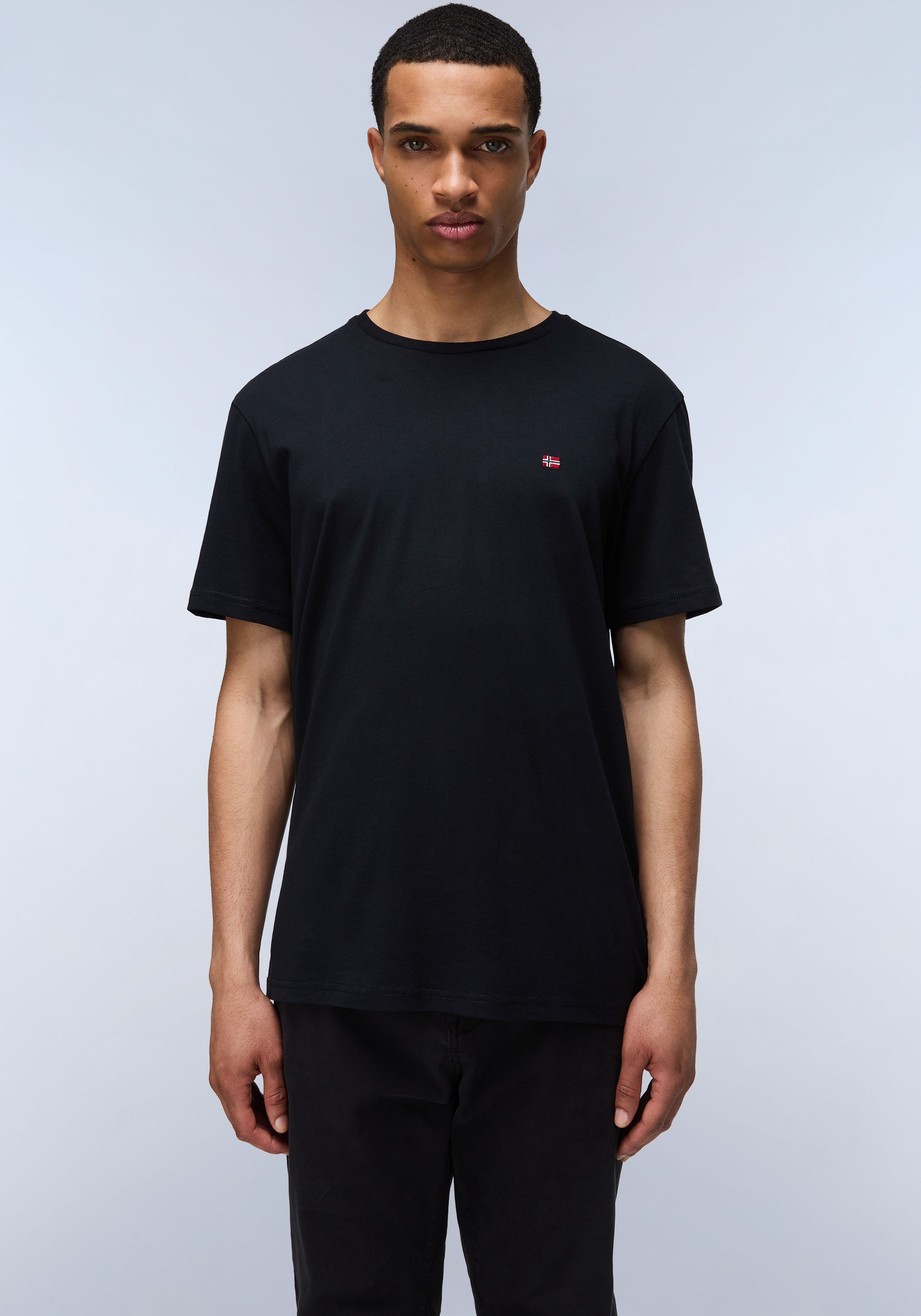 Napapijri T-Shirt "SALIS SS SUM SHARK SKIN HCB" Kurzarm, mit Rundhalsausschnitt, unifarben, aus Baumwolle