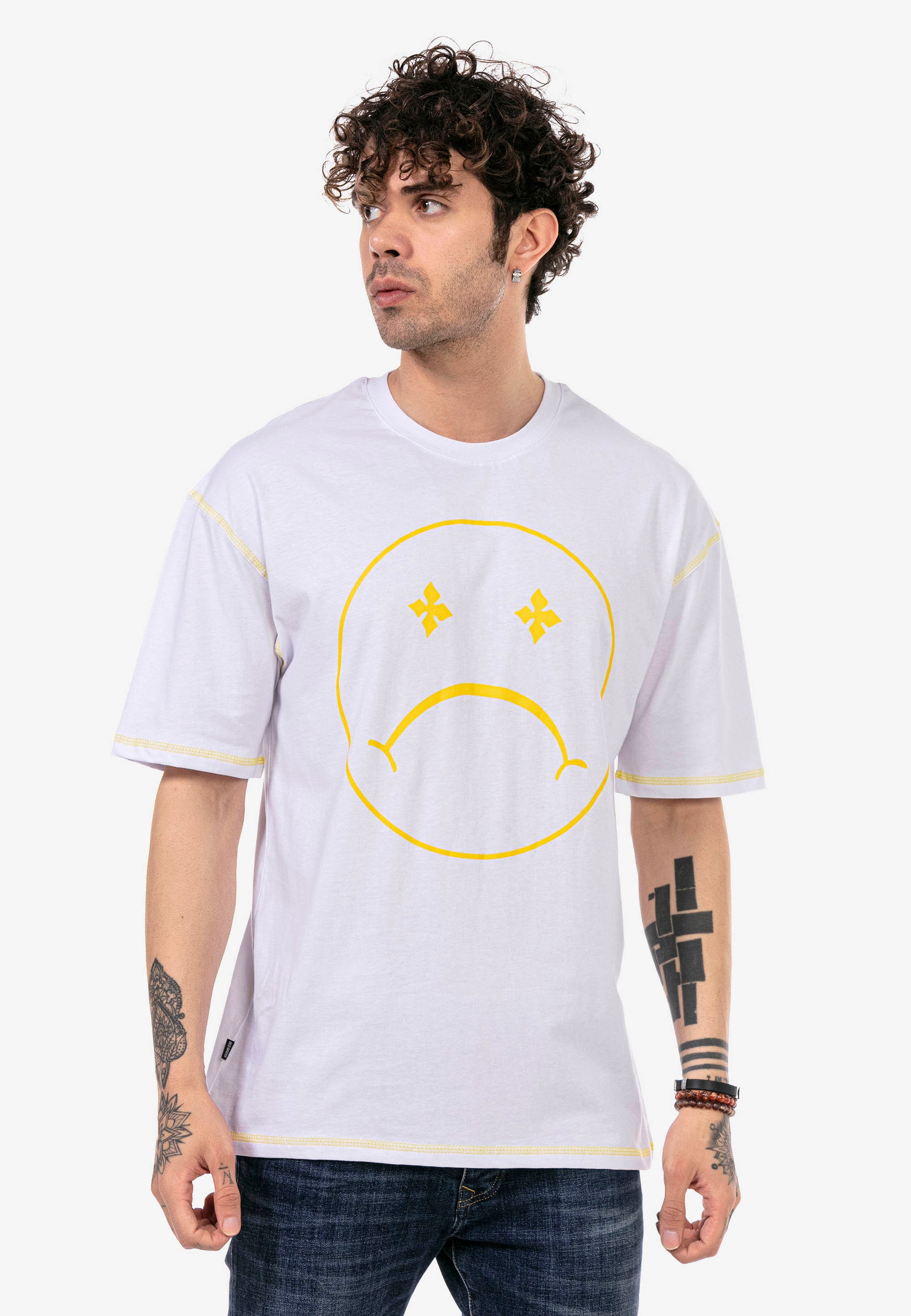 T-Shirt »Aberdeen«, mit modischem Sad Smiley-Frontprint