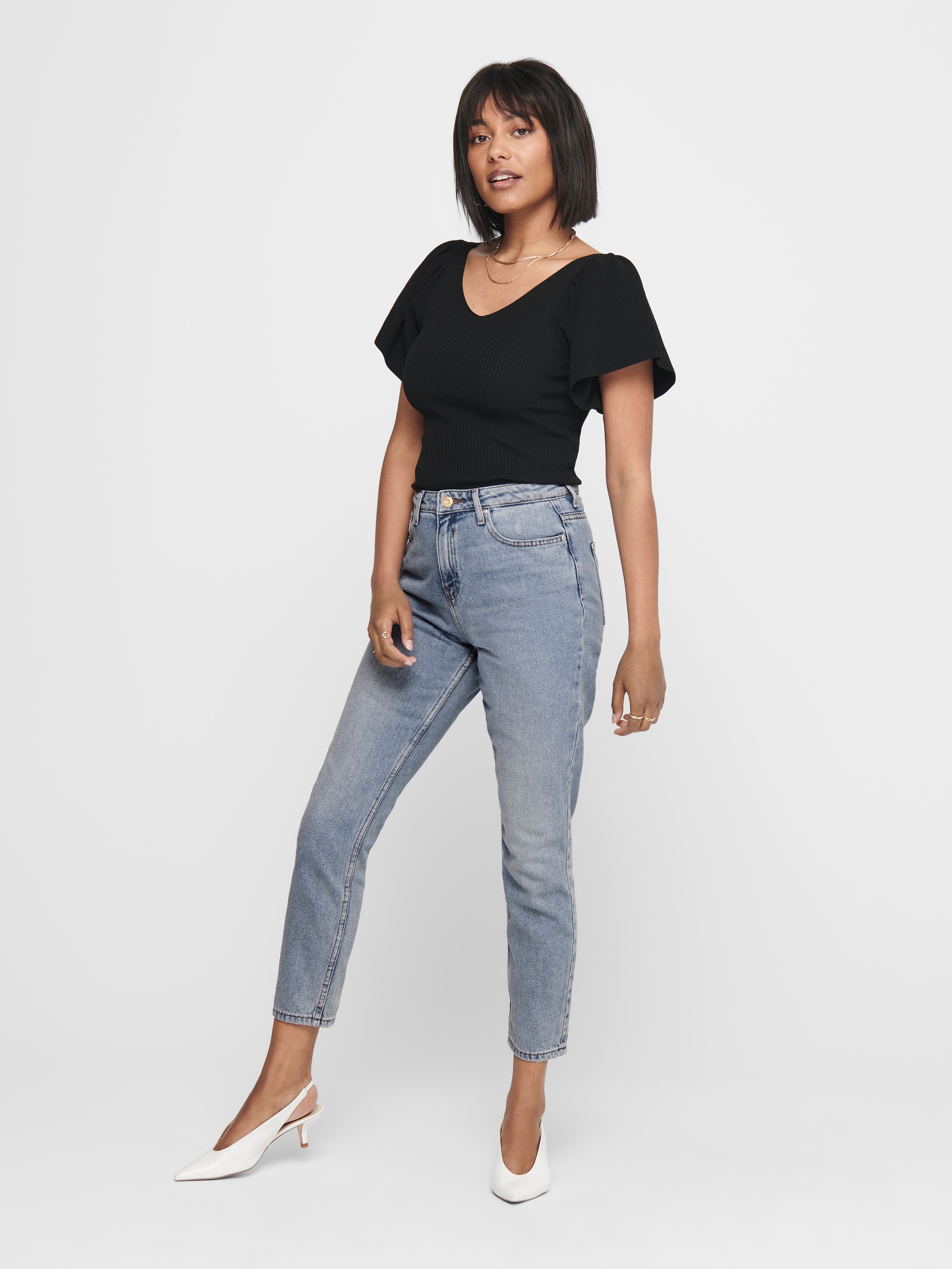 ONLY V-Ausschnitt-Pullover »ONLLEELO S/S BACK PULLOVER KNT NOOS«