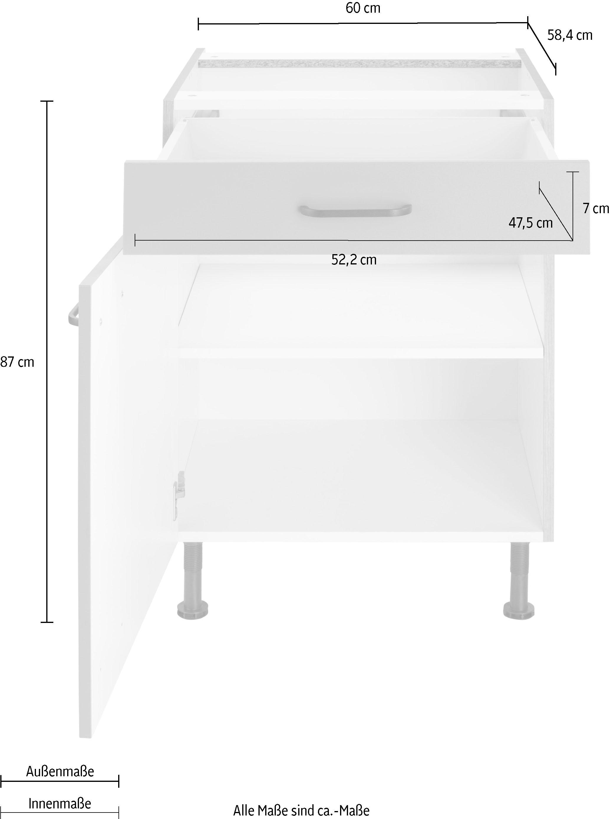 OPTIFIT Unterschrank »Elga«, mit Metallgriffen, cm Soft-Close-Funktion, Breite Vollauszug, BAUR | 60