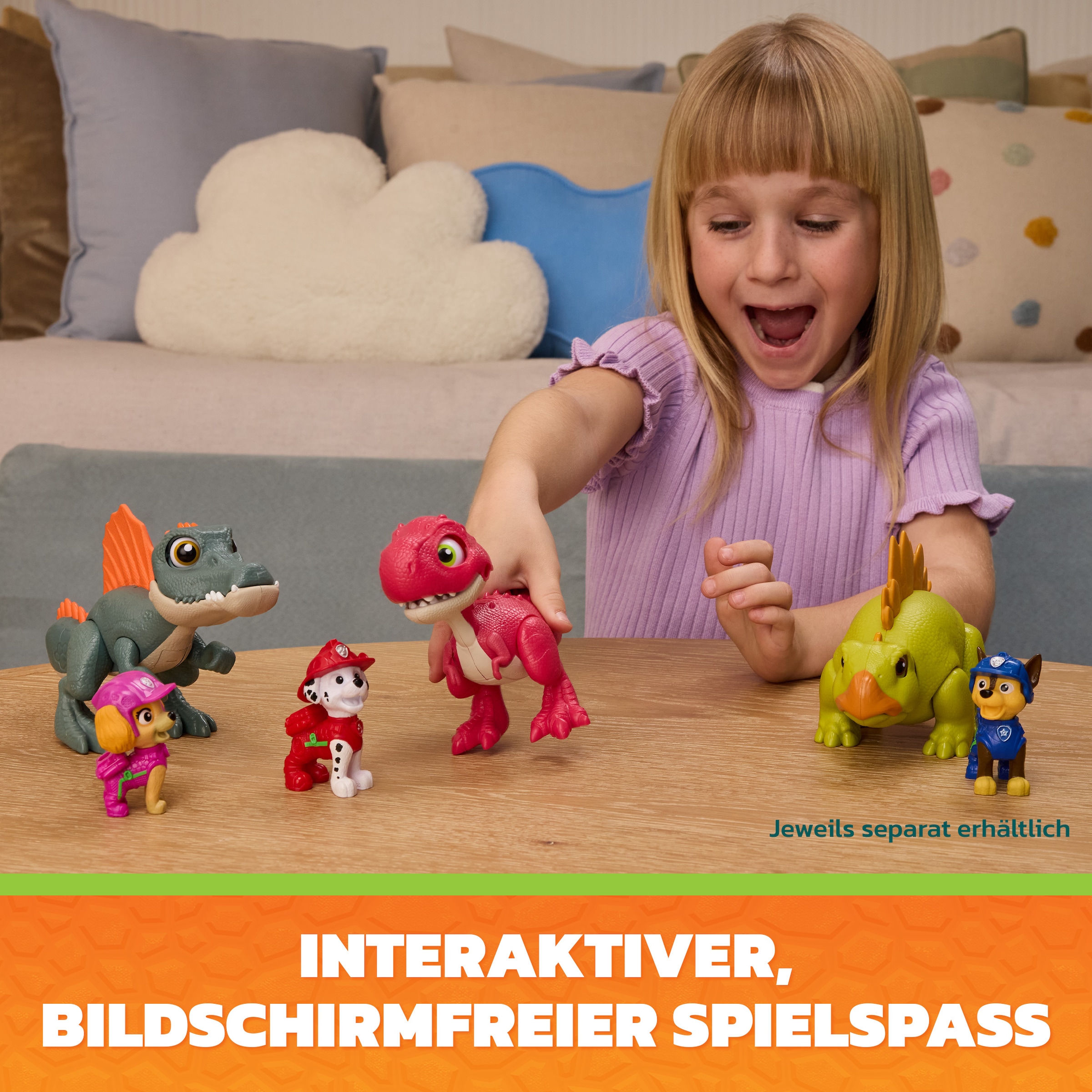 Spin Master Spielfigur »PAW Patrol: Der Dino Film, Chase-Figur & brüllender Stegosaurus« mit Soundeffekten