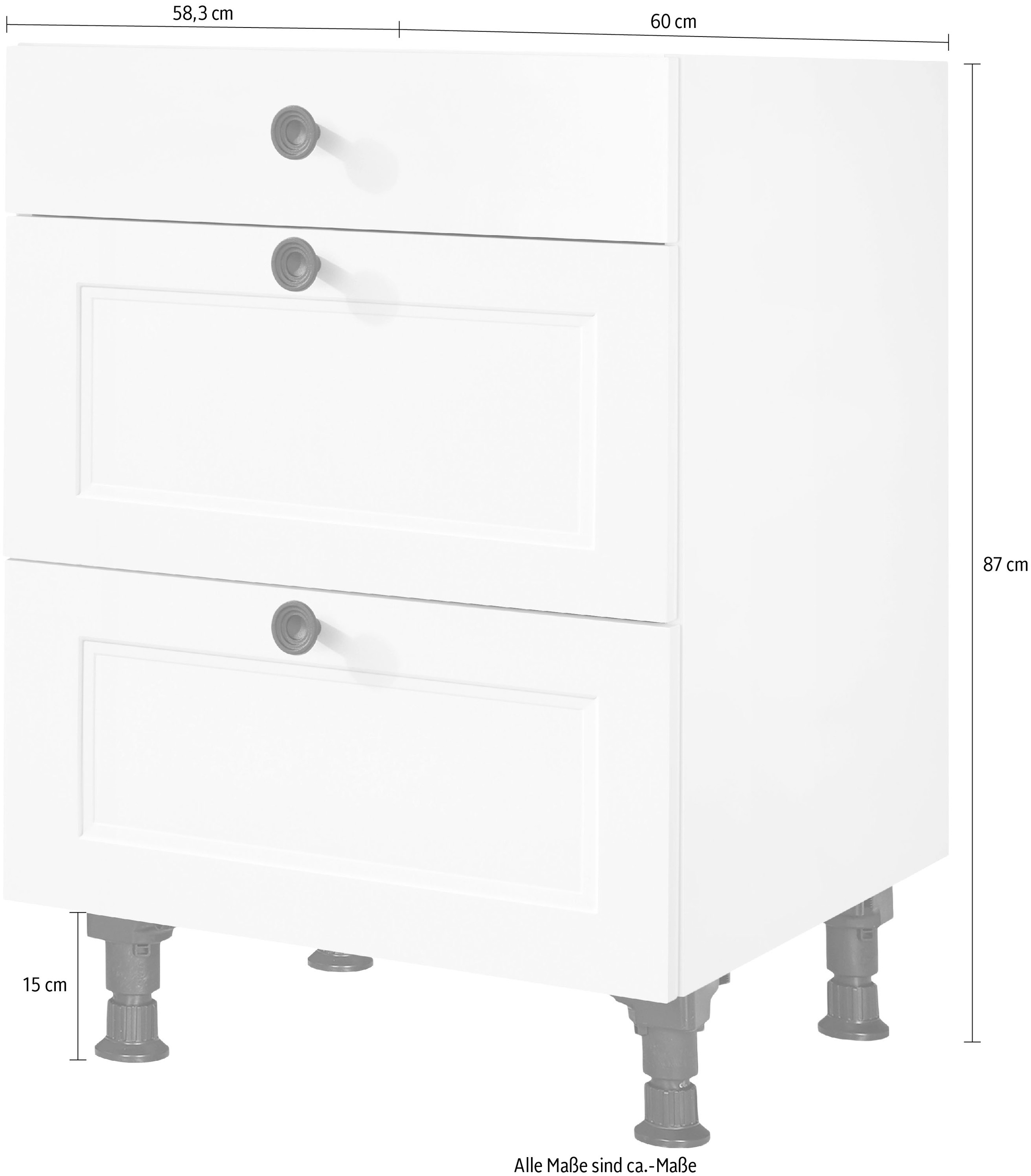 nobilia® Unterschrank »"Cascada", vormontiert, mit höhenverstellbaren Sockelfüßen, in den«, Breiten 30, 45, 60 und 90 cm, mit Schubkasten und Auszügen