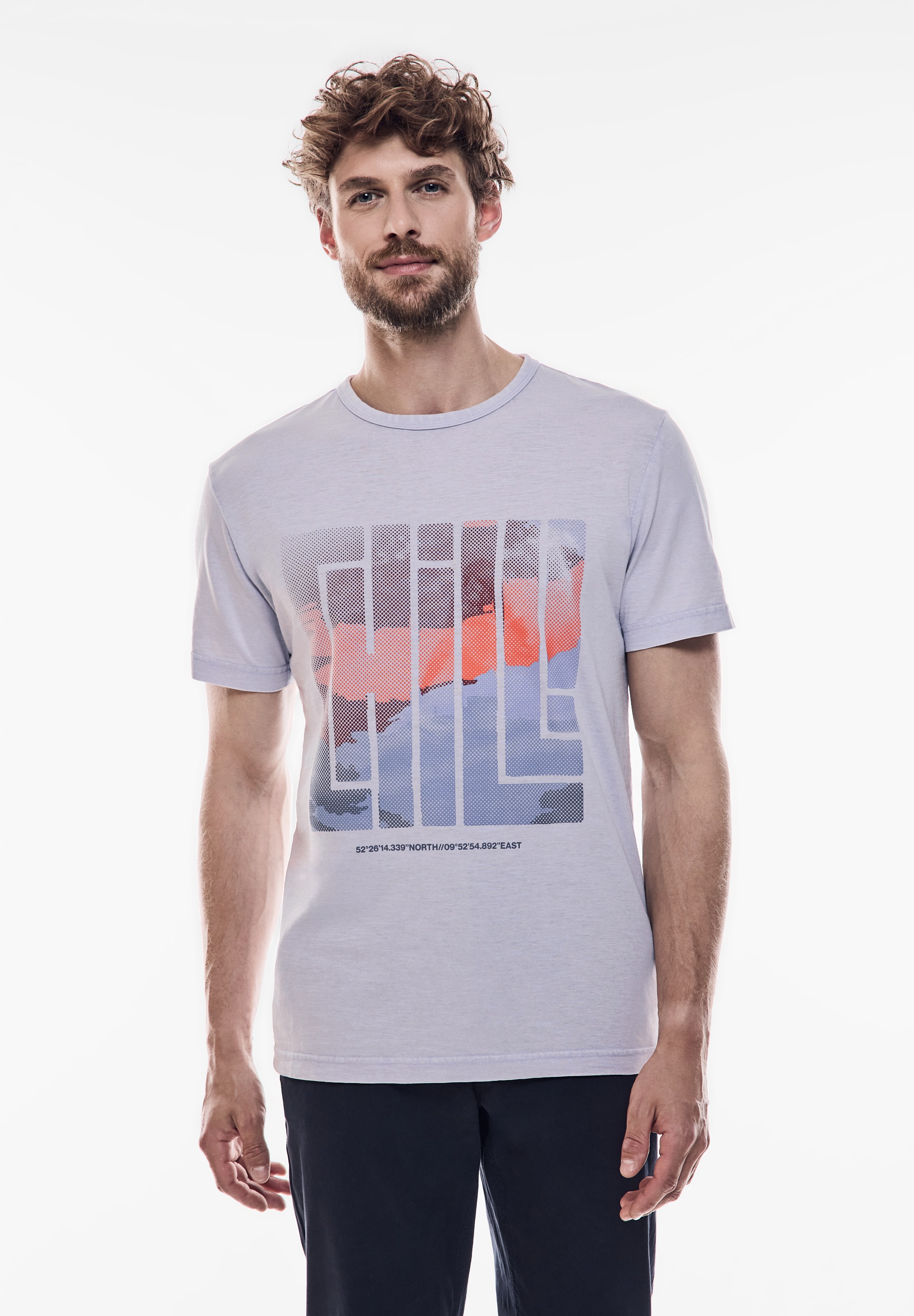 STREET ONE MEN T-Shirt, mit Flammgarn
