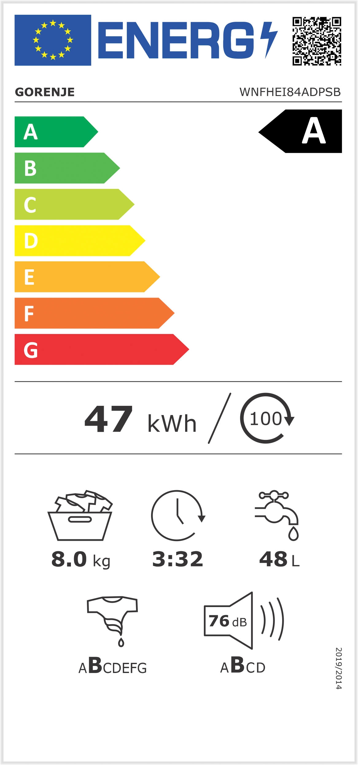 GORENJE Waschmaschine ADPSB«, BAUR 84 WNFHEI kg, ADPSB, 84 | U/min 1400 »WNFHEI 8