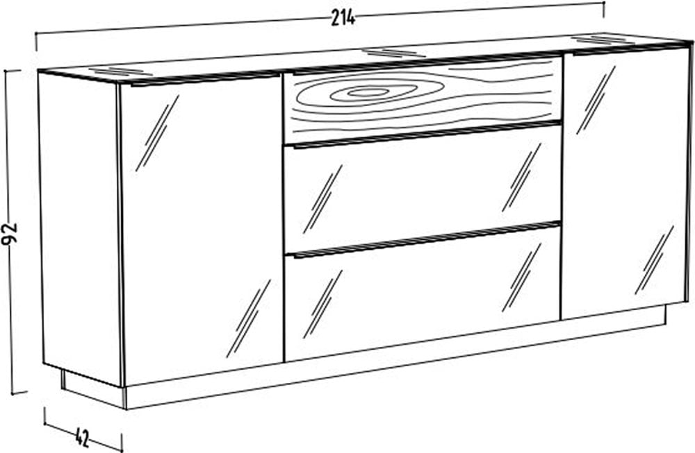Mäusbacher Sideboard »Nova« Sideboard, BHT 214/92/42 cm, inkl. Griffbeleuchtung, Türdämpfung