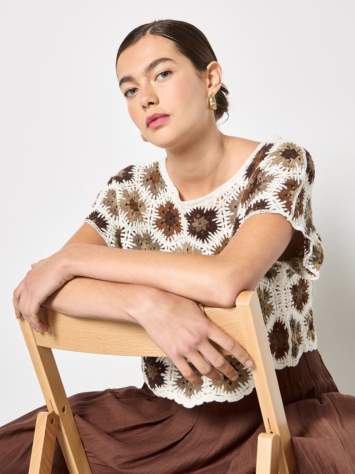 Apricot Stricktop »Hexagon Flowers Crochet Top« mit Häkeldetails