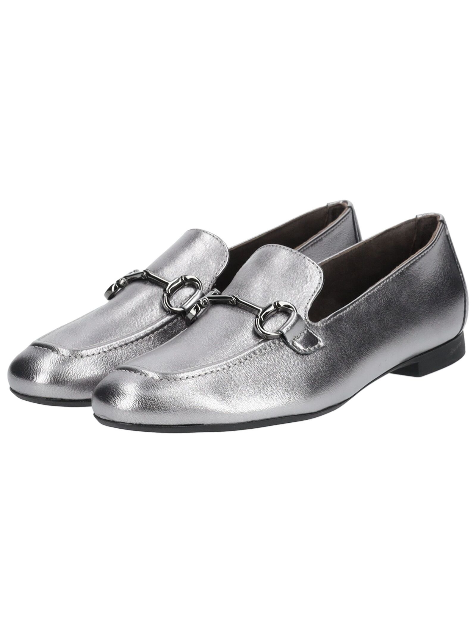 Slipper PAUL GREEN "Paul Green Slipper Leder", Damen, Gr. 40, silber (metallic silber), Leder, Schuhe Slipper 3