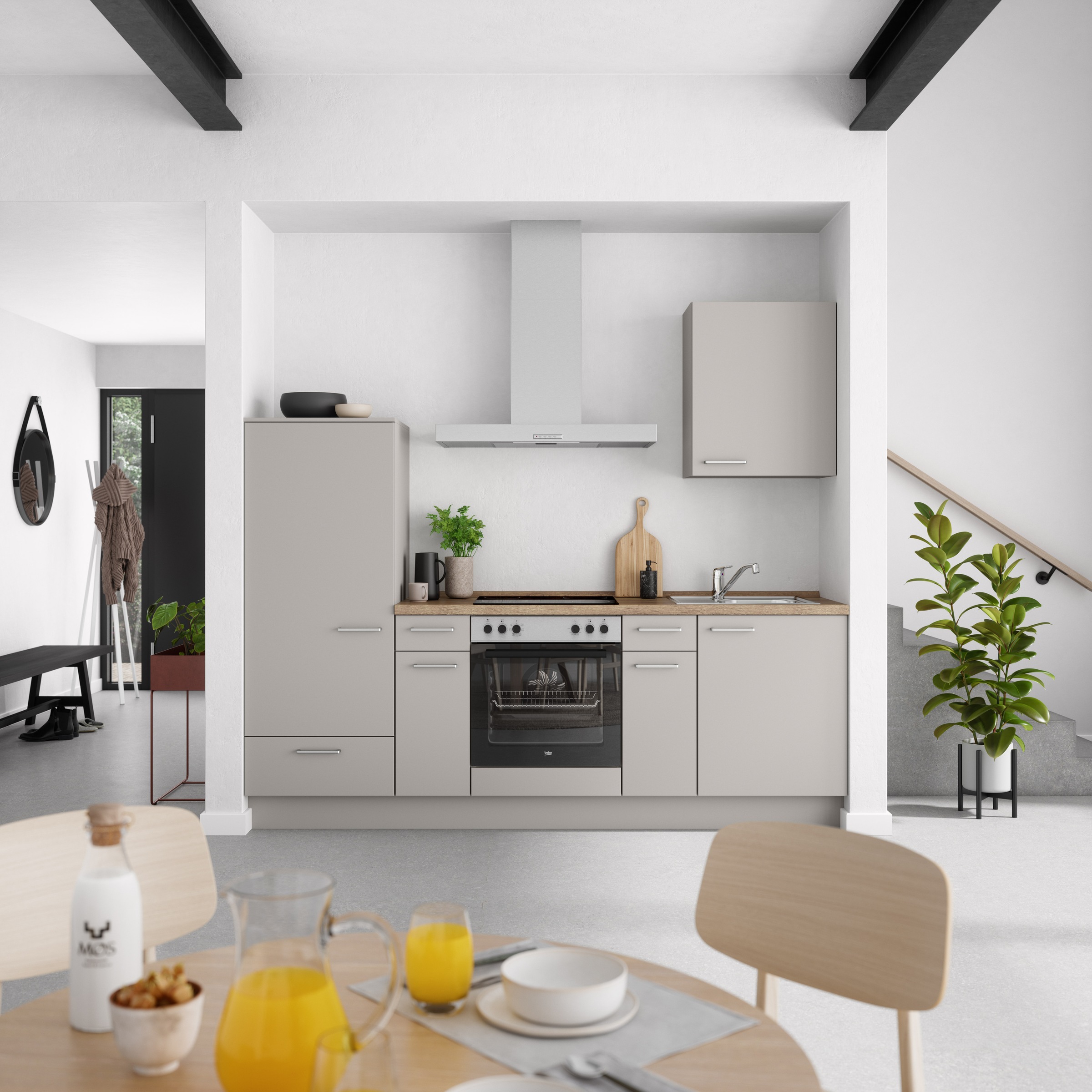 nobilia® Küchenzeile »"Touch I"« vormontiert, Ausrichtung wählbar, Breite 240 cm, wahlw. mit E-Geräten