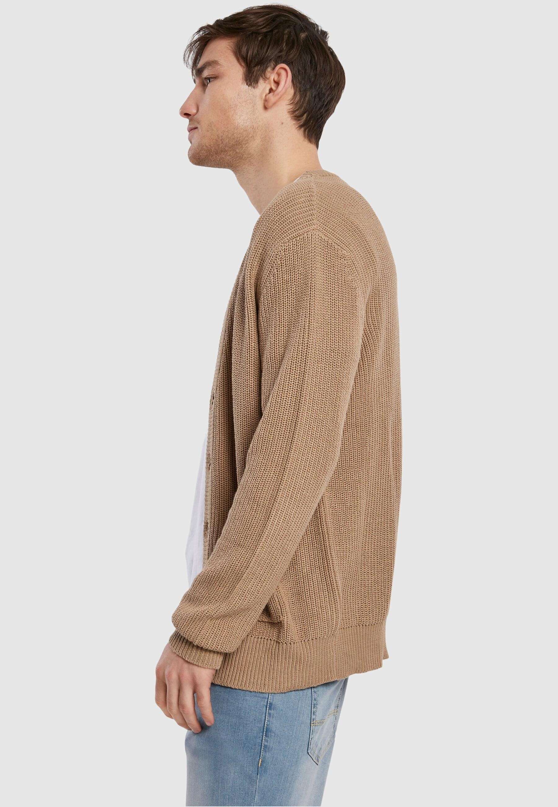URBAN CLASSICS Strickfleecejacke »Urban Classics Herren Boxy Cardigan«, (1 St.), ohne Kapuze