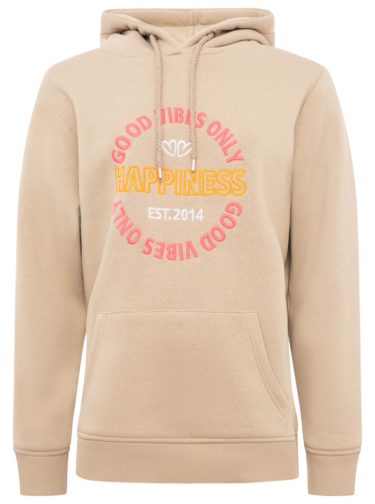 Zwillingsherz Hoodie »"Good Vibes"«, gestickter Schriftzug, Kapuze, Langarm, Kängurutasche, Kordelzug
