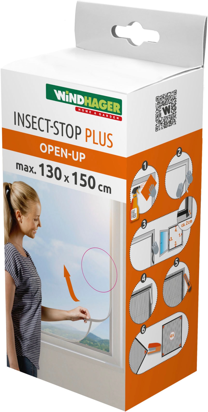 Windhager "Open-Up, flexibler Insektenschutz für Fenster, ohne Bohren" 1 Stk. tlg. Insektenschutzgitter 130 x 150 cm, erhältlich in anthrazit oder weiß