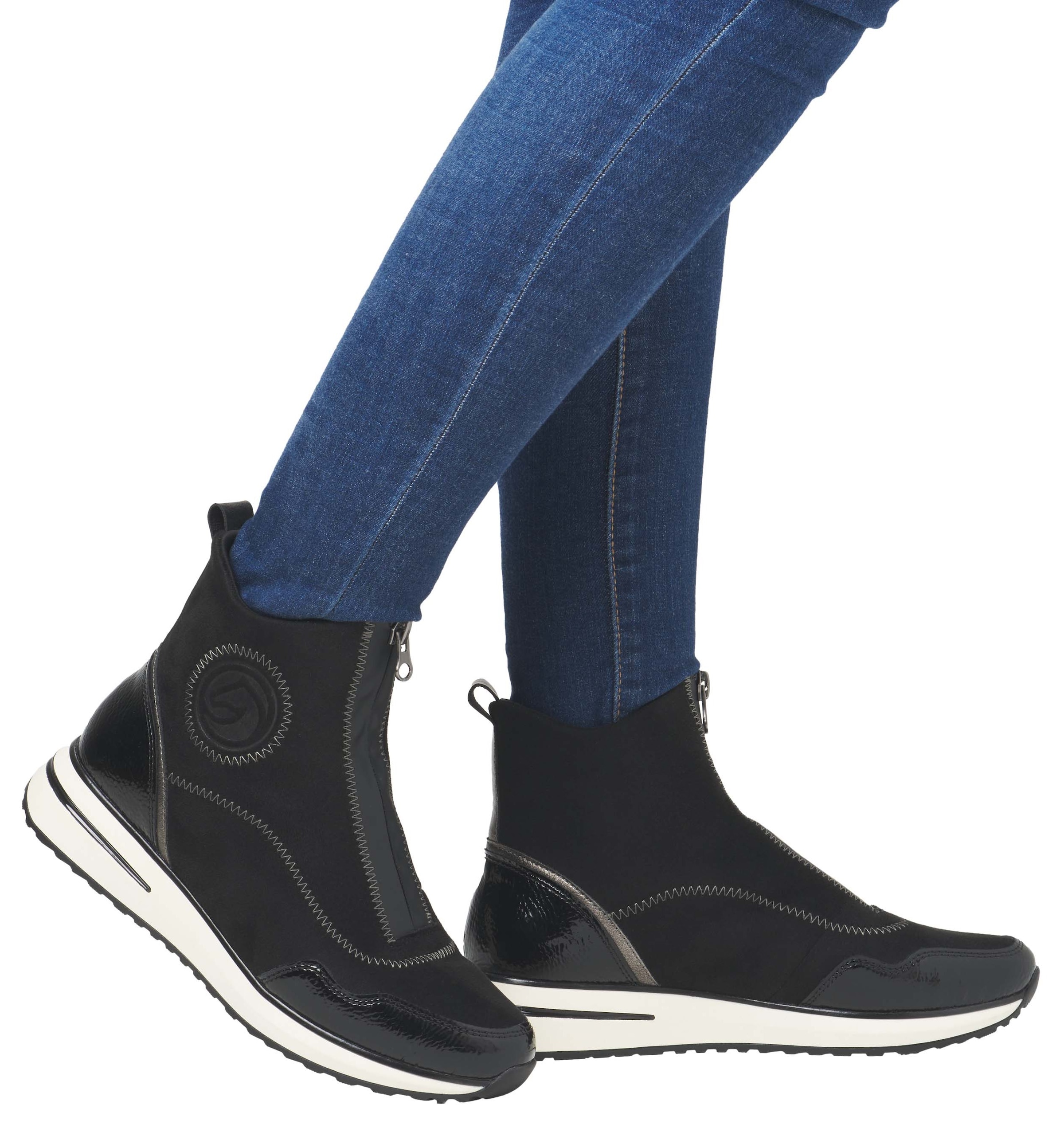 Remonte Slip-On Sneaker, Keilabsatz, Boots, Stiefelette mit praktischer Anziehlasche