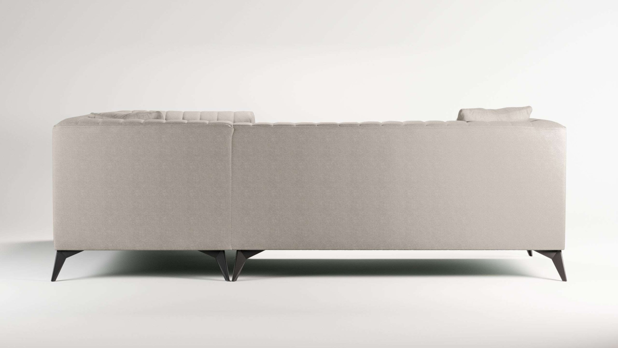 Places of Style Ecksofa »MATTHEW L-Form ideal für kleine Räume, Maße B/T/H: 240/167/74 cm«, elegantes Designsofa, Steppung im Rücken, incl. Zierkissen