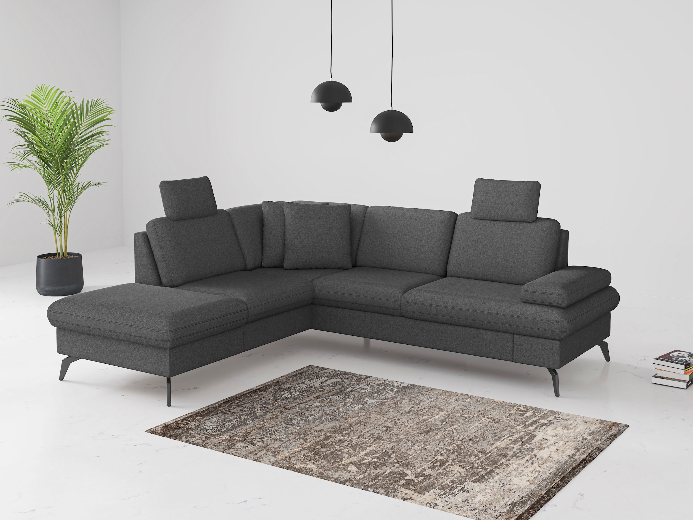 sit&more Ecksofa »Morris Jubi L-Form«, inkl. Armteilfunktion und 1 Zierkissen, wahlweise mit Bettfunktion