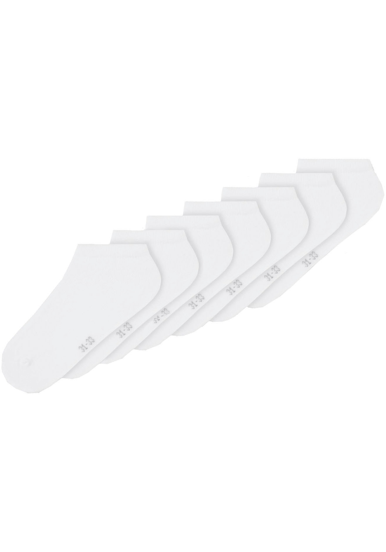 NAME IT Mädchen Kurzsocken "NKNANCLE 7P SOLID NOOS", Gr. 34hellweiß, Baumwollmischung, uni, Socken