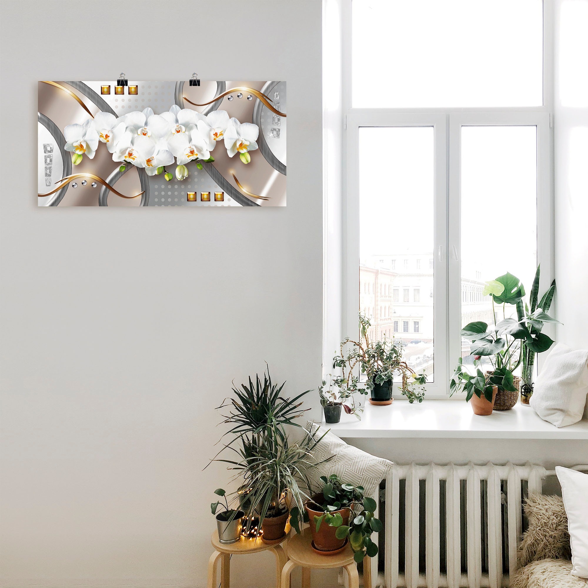 Artland Wandbild "Orchideen mit Elementen", Blumen, (1 St.), als Leinwandbi günstig online kaufen