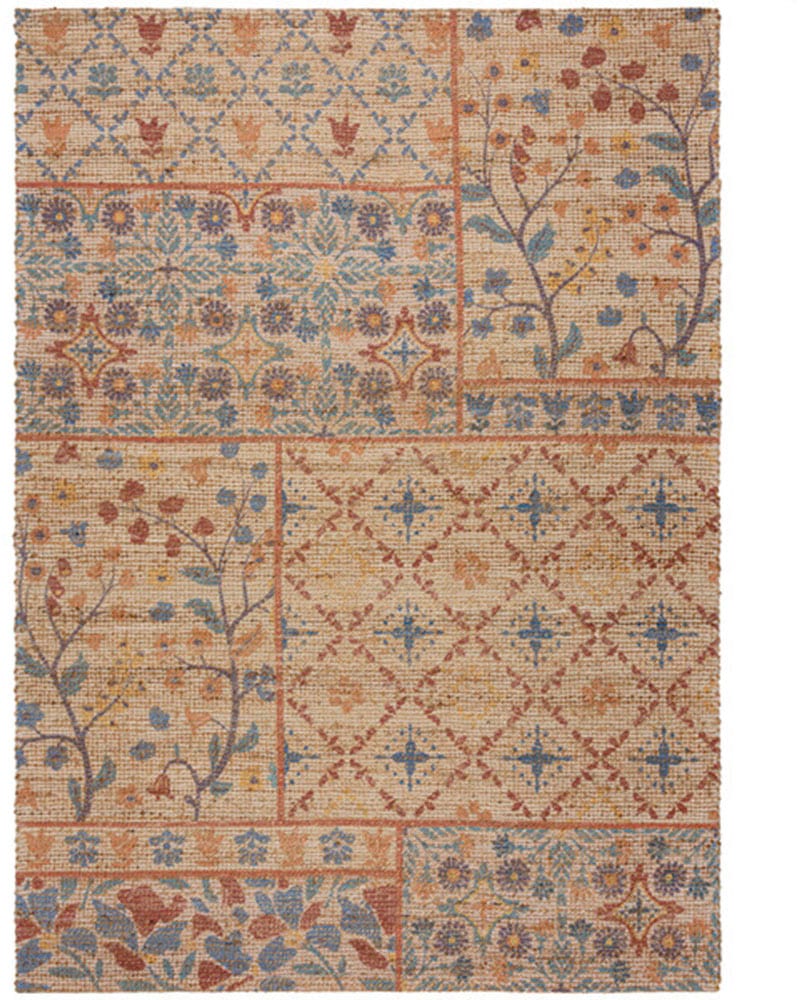 FLAIR RUGS Teppich »TAYLOR PATCHWORK«, rechteckig, 7 mm Höhe, Bedruckter Jute-Patchwork-Teppich
