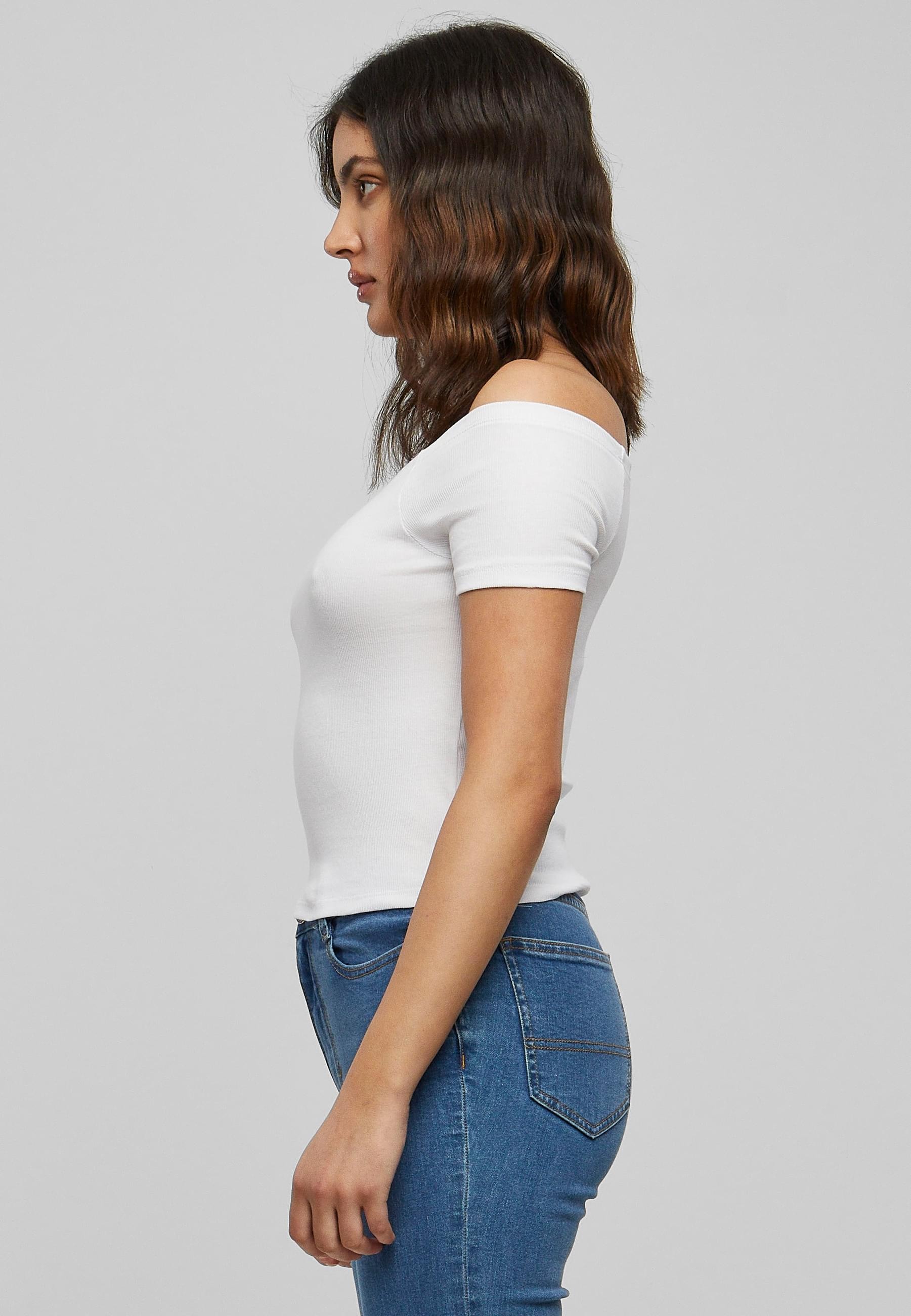 URBAN CLASSICS T-Shirt »Urban Classics Damen Ladies Off Shoulder Rib Tee«, (1 tlg.)