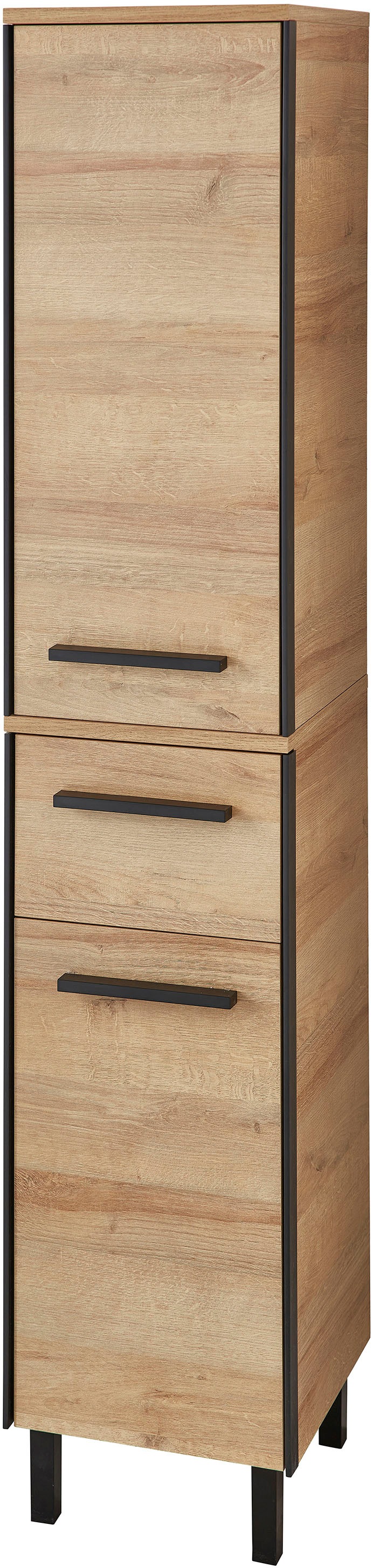 Saphir Badmöbel-Set »Quickset 395 3-teilig, Keramikwaschtisch mit LED-Spiegel«, (5 St.), Midischrank, inkl. Türdämpfer, 2 Türen, 3 Schubladen, Bad-Set