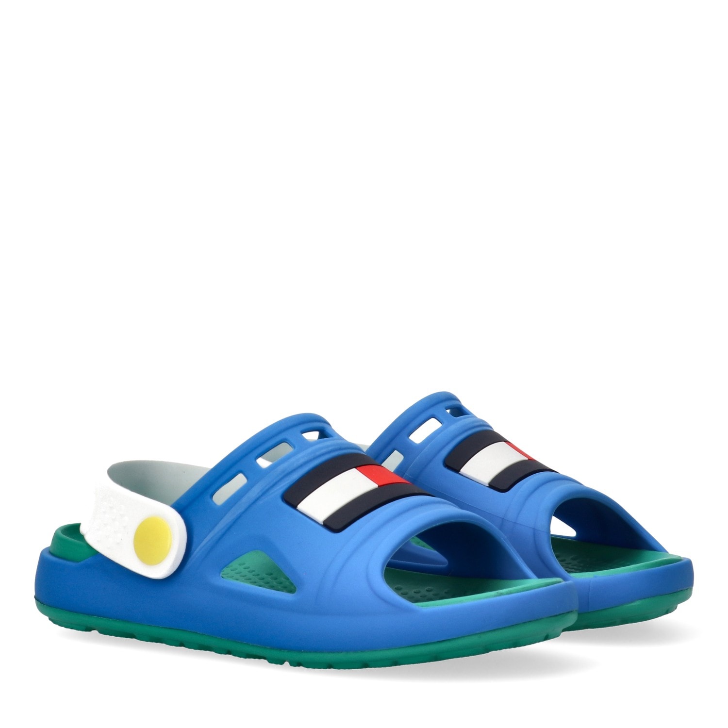 Badesandale TOMMY HILFIGER, Mädchen, Gr. 25, hellblau, Gummi, Synthetik, Schuhe, Badeschuh, Clog mit schwenkarem Riemchen