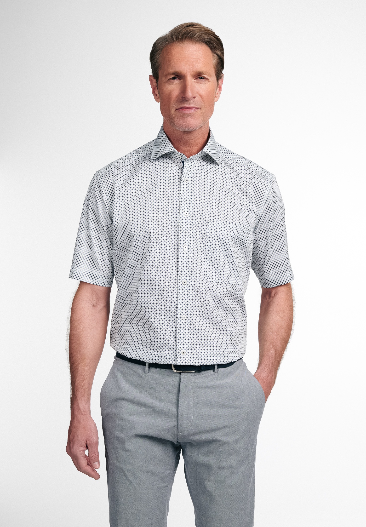 Regular Fit Baumwoll Leinen Kurzarmhemd main image 1