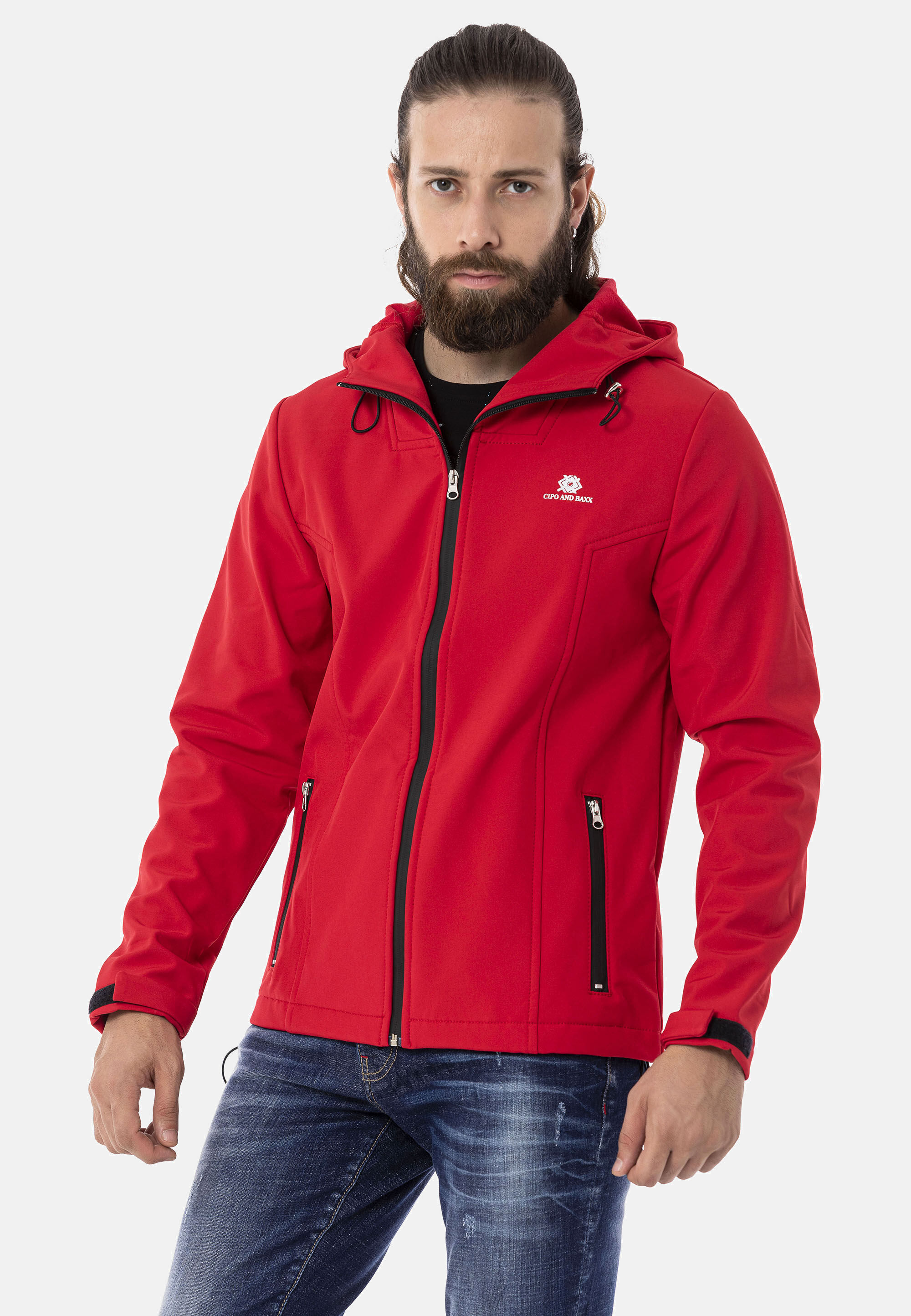 Cipo & Baxx Funktionsjacke ""CJ289"" mit Kapuze im unifarbenen Look