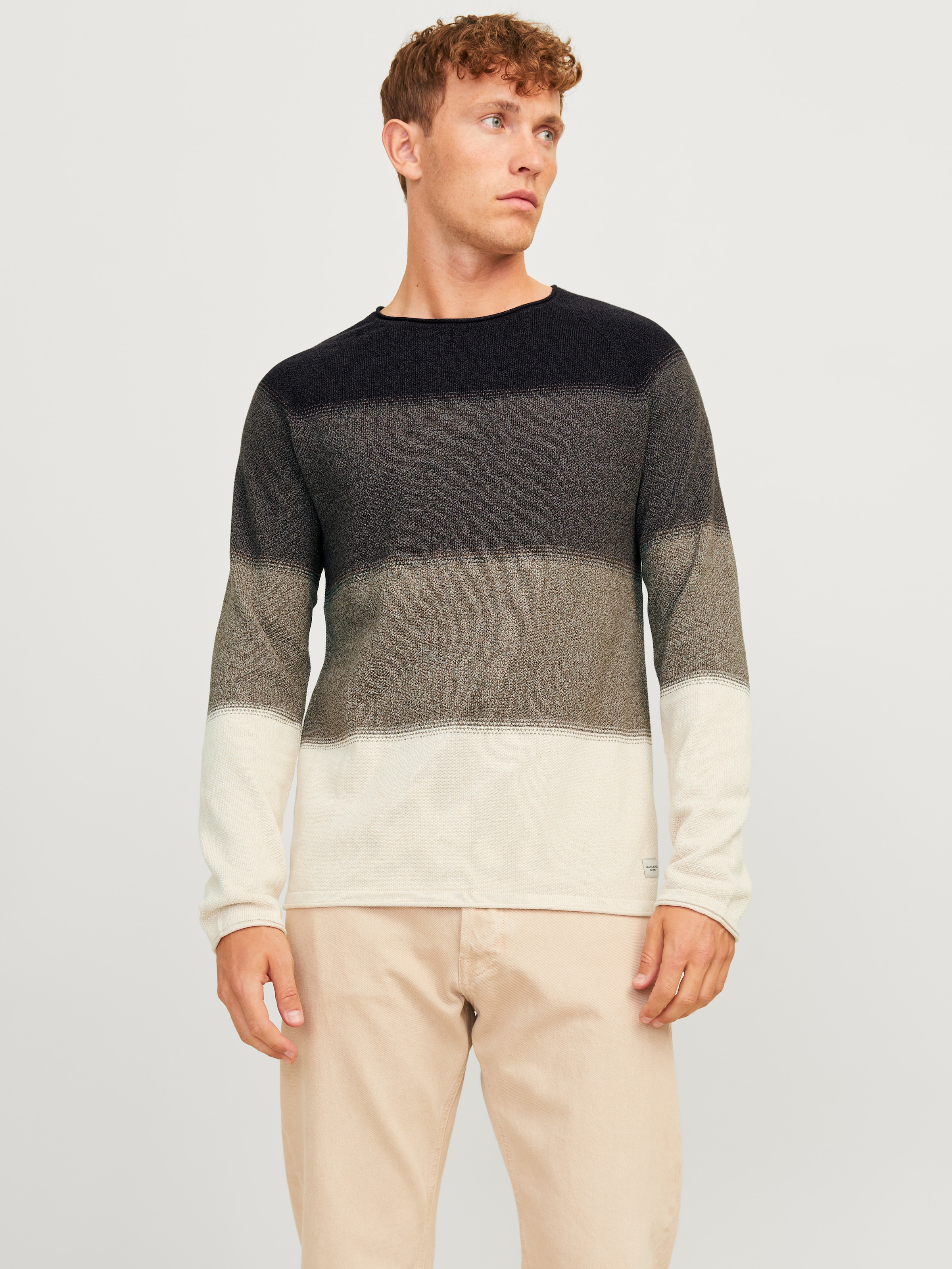 Jack & Jones Rundhalspullover »JJEHILL KNIT CREW NECK NOOS« mit Strukturstrick