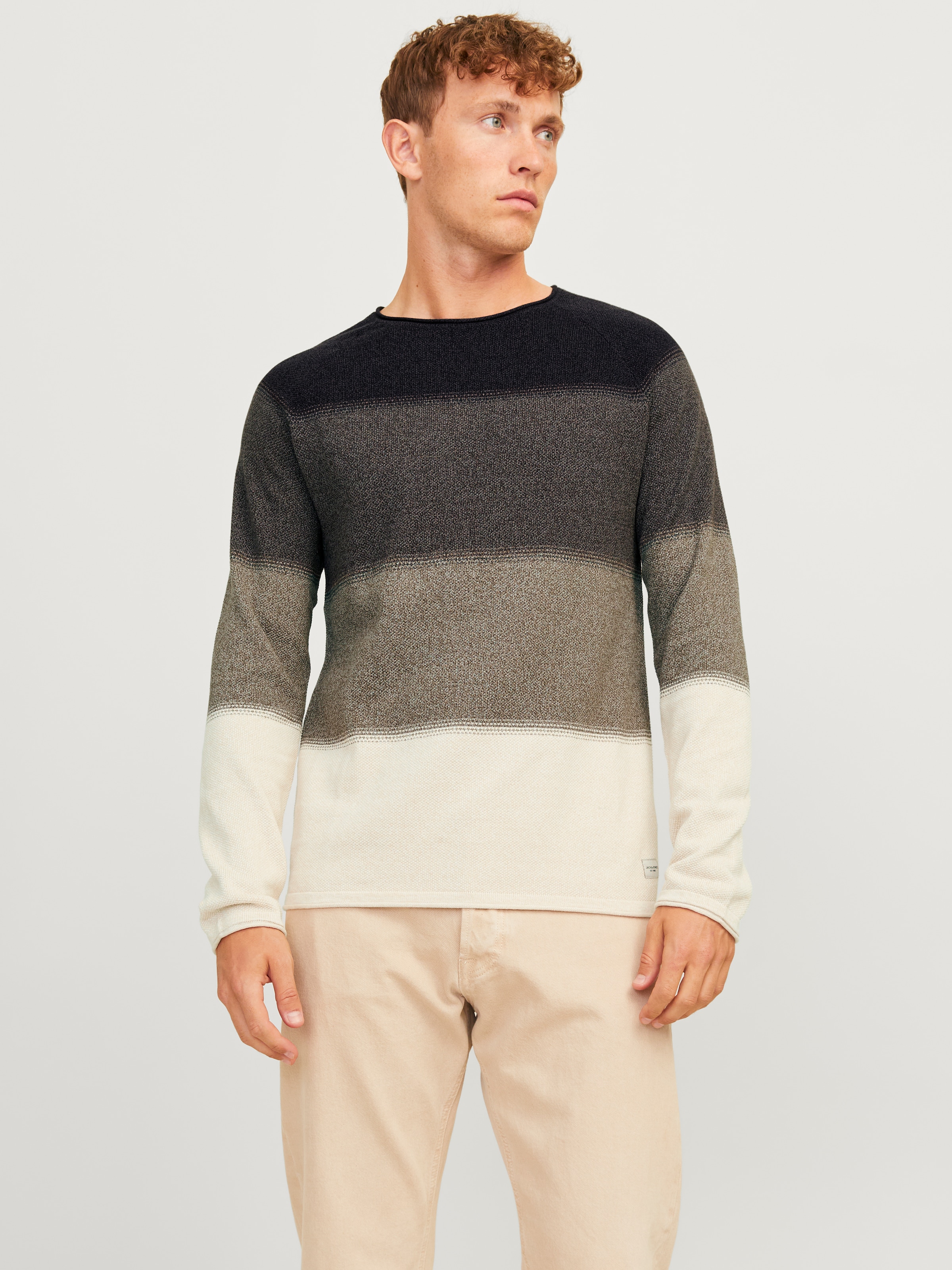 Jack & Jones Rundhalspullover "JJEHILL KNIT CREW NECK NOOS", aus Strukturstrick