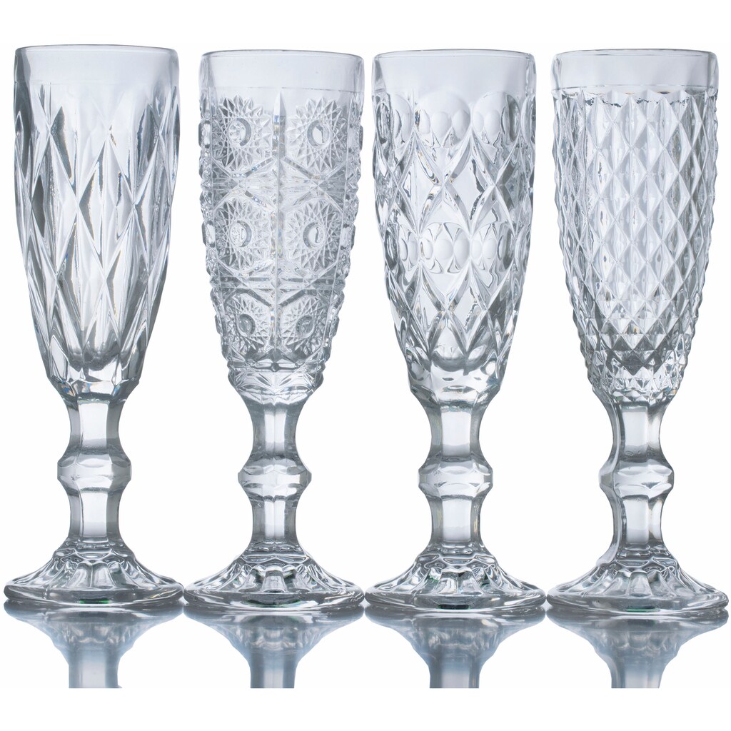 Villa d'Este Sektglas »Geometric«, (Set, 4 tlg.)