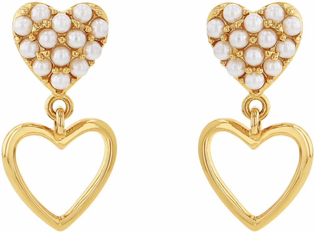Paar Ohrhänger AMOR "Herzen", gold (gelbgoldfarben, weiß), Ohrringe, Damen, Silber 925 (Sterlingsilber), mit Glasperle 4