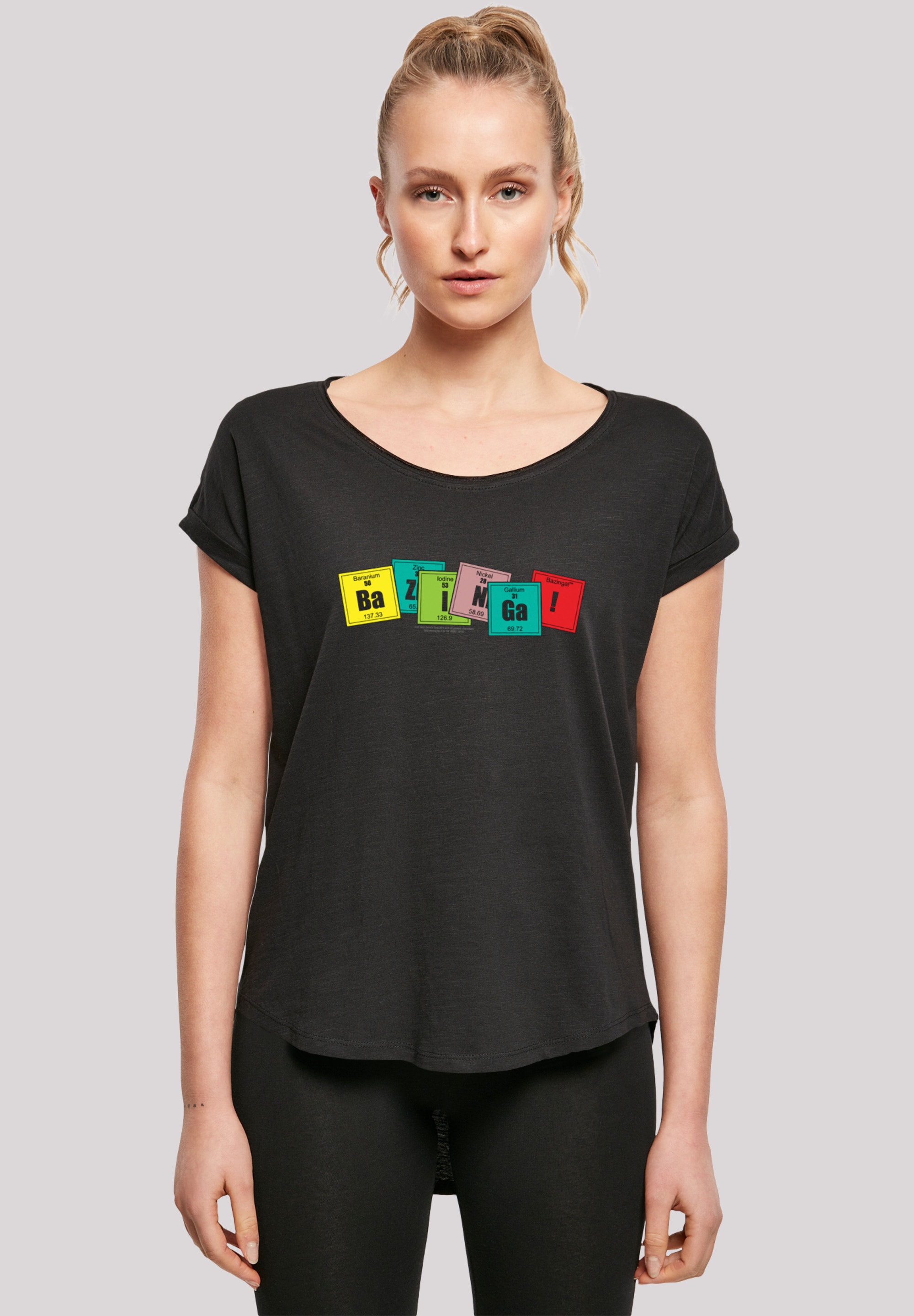 F4NT4STIC T-Shirt »Big Bang Theory Bazinga«, Damen,Premium Merch,Lang,Longshirt,Bedruckt
