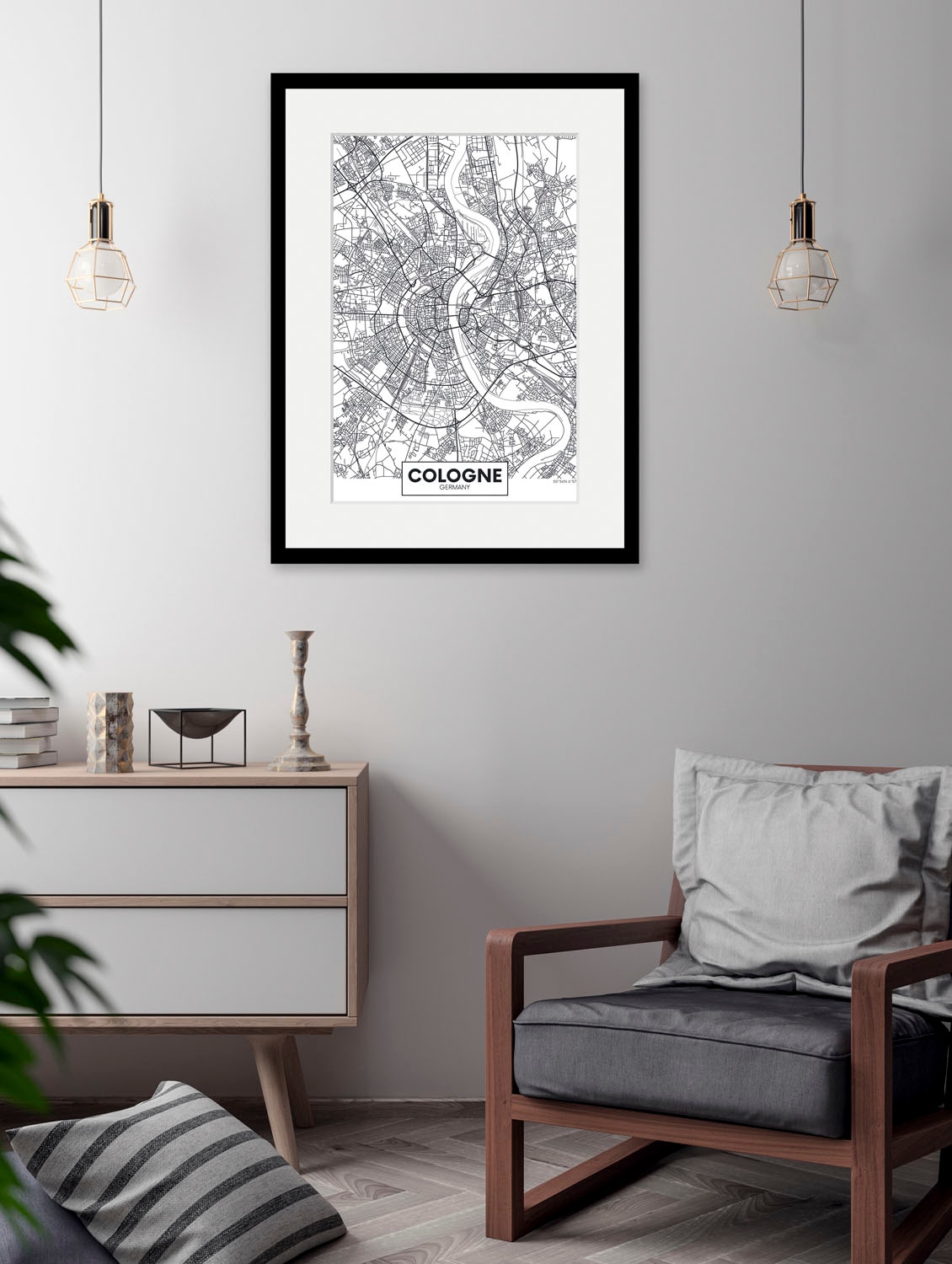 queence Bild "Cologne Stadtkarte", Städte-Stadt-Deutschland-Gebäude-Schrift günstig online kaufen